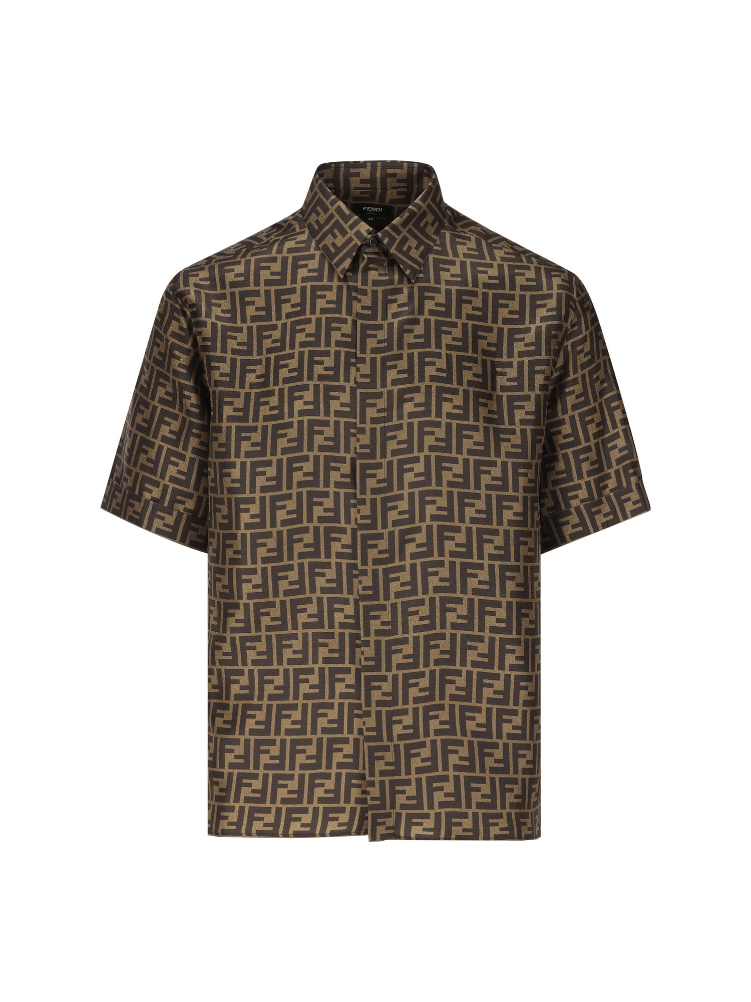 Fendi Shirts Men Silk Brown