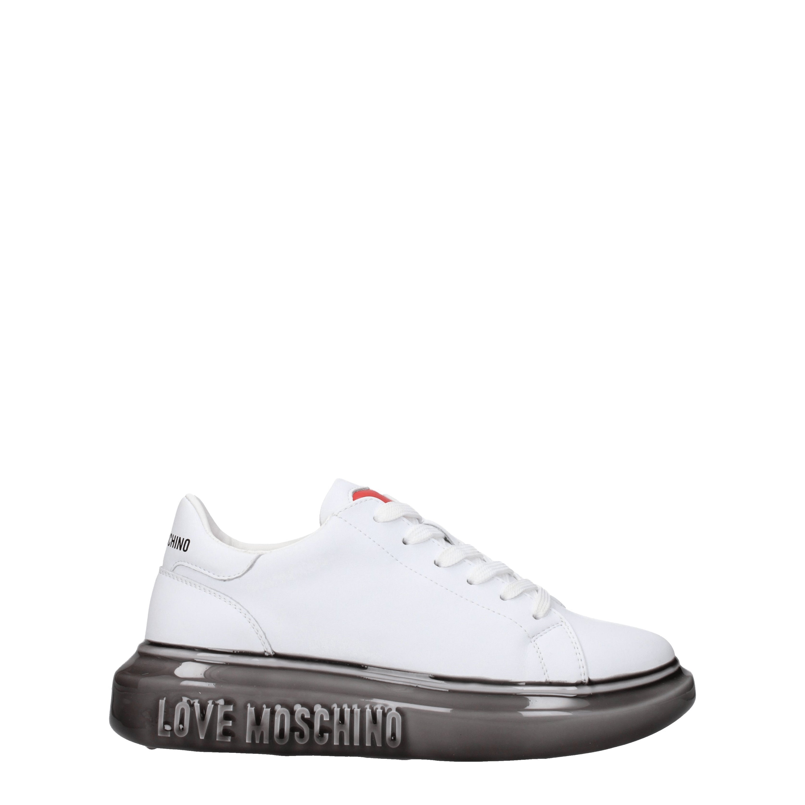 Moschino White Leather Logo Sneakers