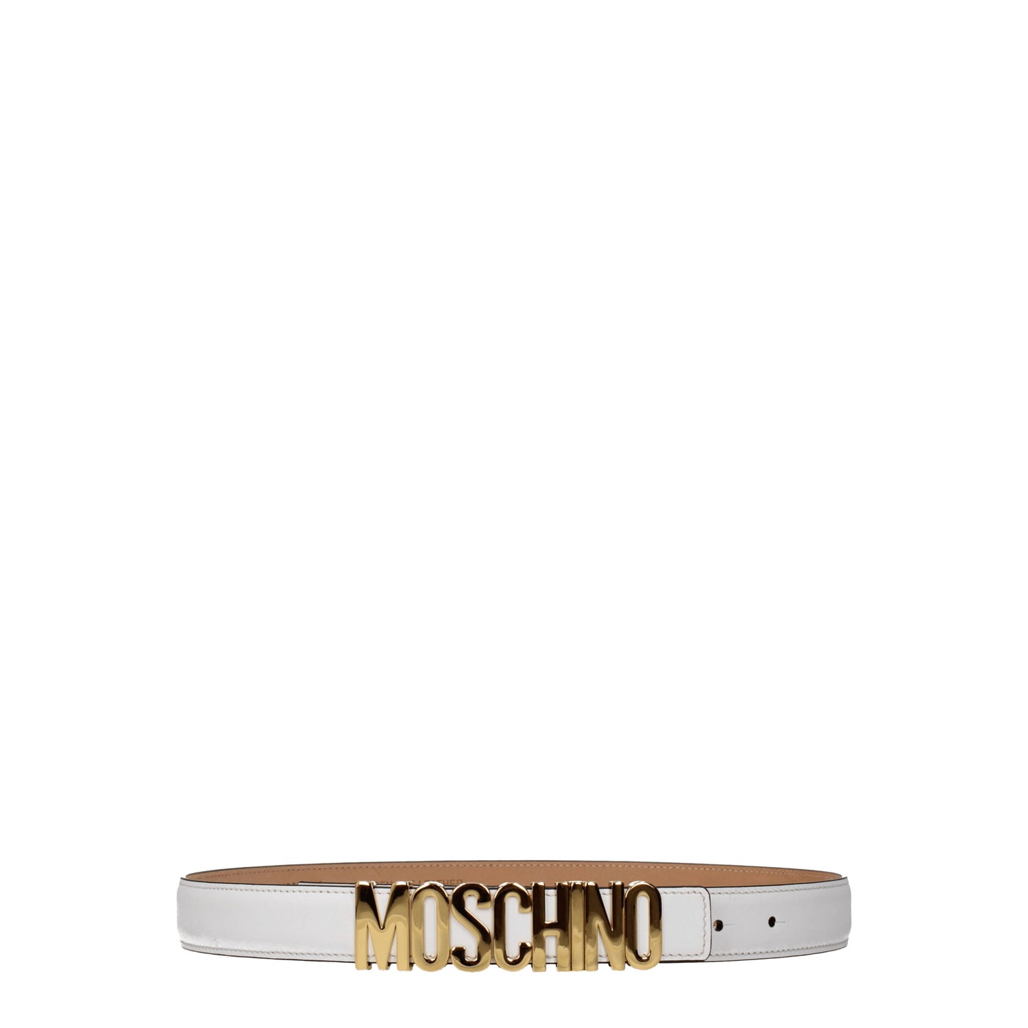 Moschino Cinture Sottili Donna Pelle Bianco Bianco Ottico