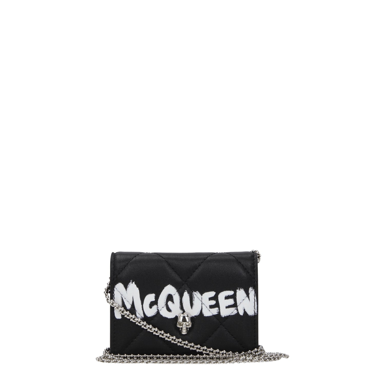 Alexander McQueen Portadocumenti Donna Pelle Nero Bianco