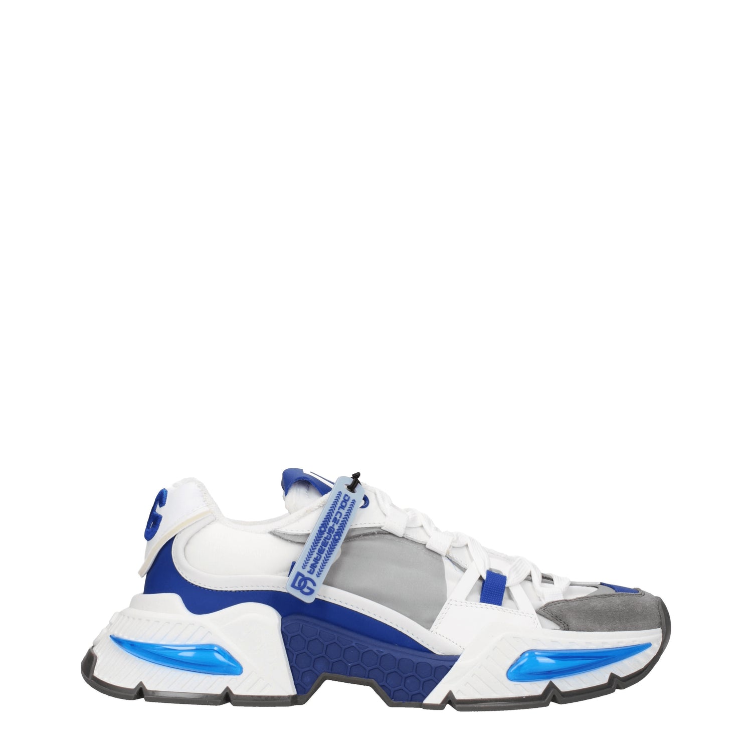 Dolce&Gabbana Sneakers Uomo Tessuto Bianco Blu Elettrico