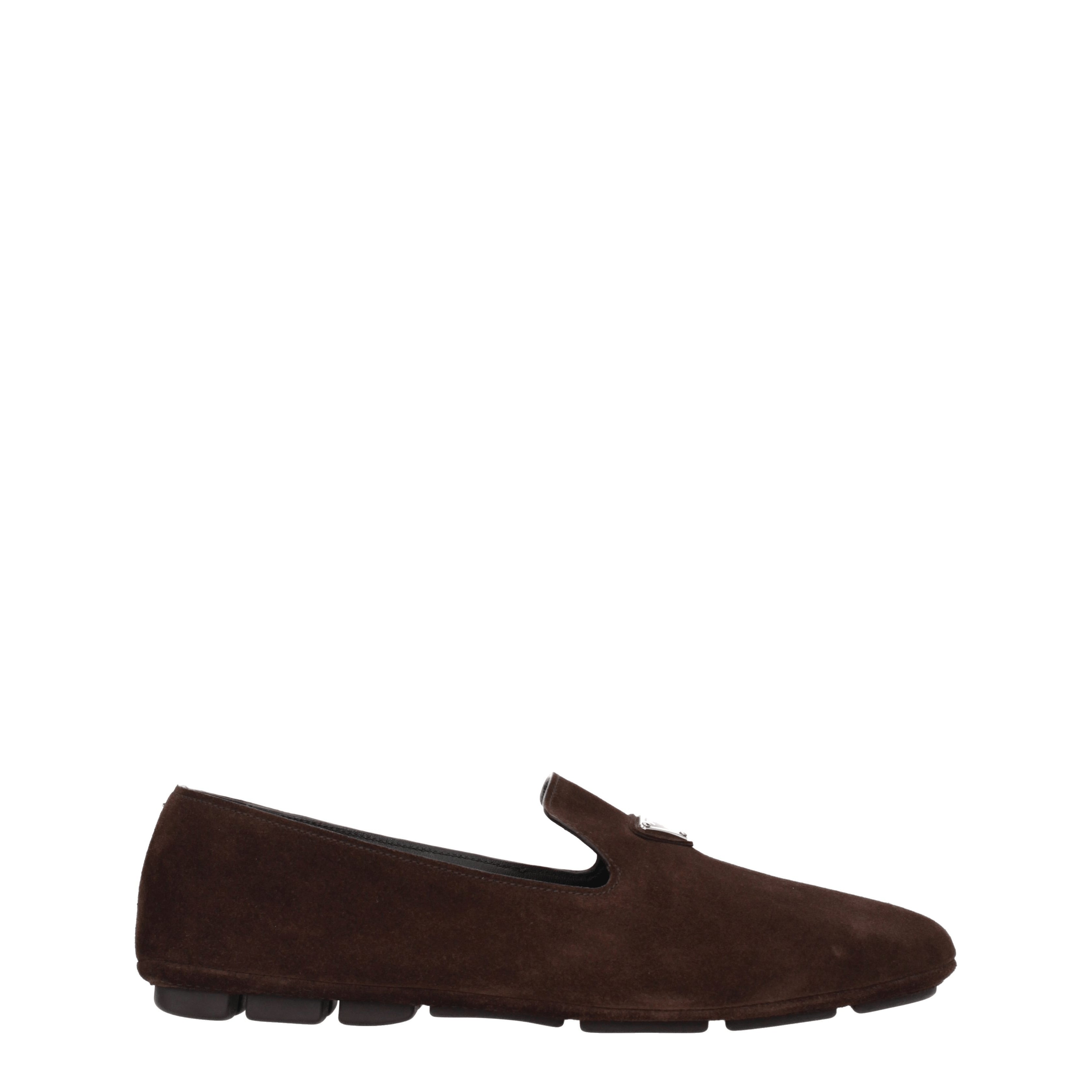 Prada Loafers Men Suede Brown/Dark Brown