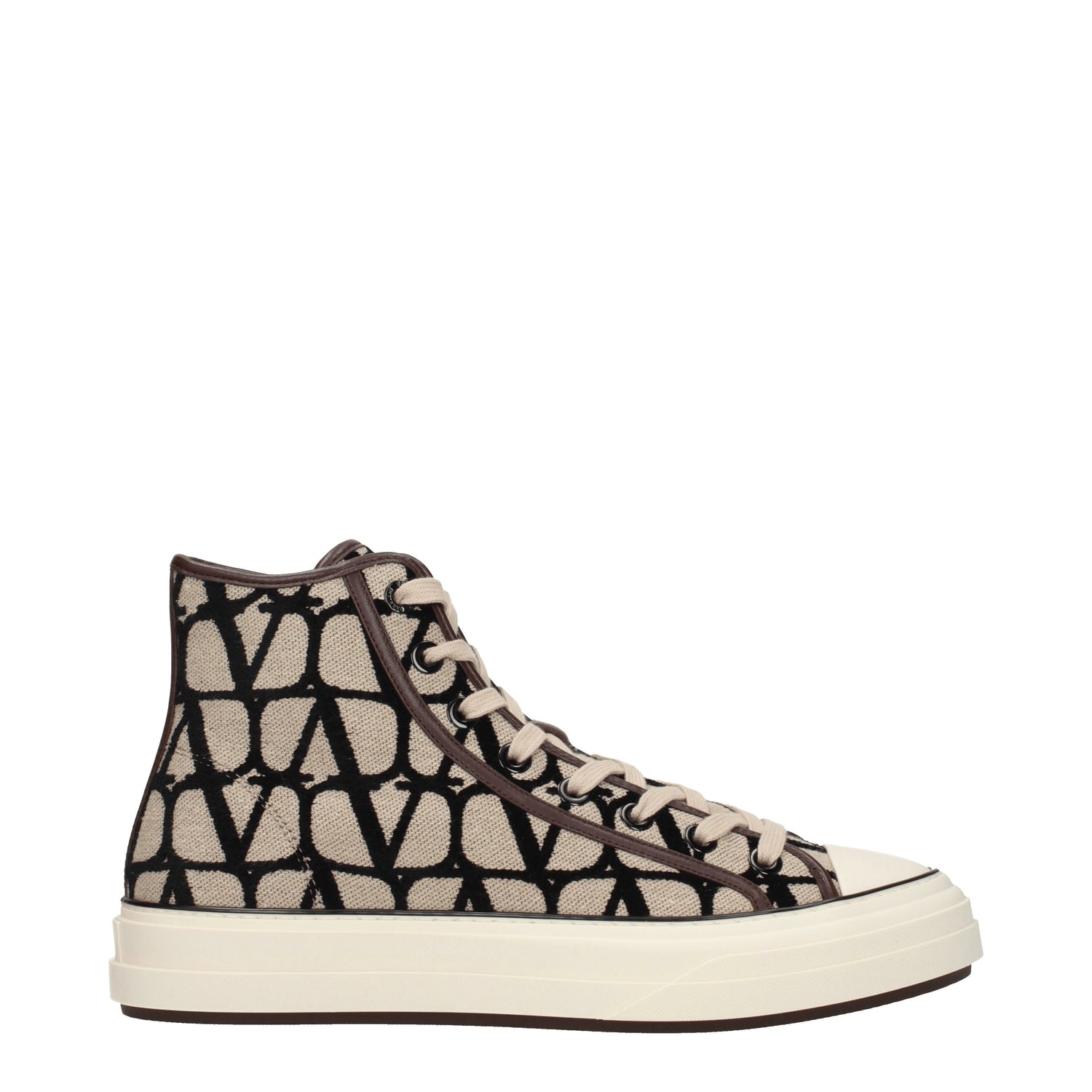 Valentino Garavani Sneakers Uomo Tessuto Beige Nero