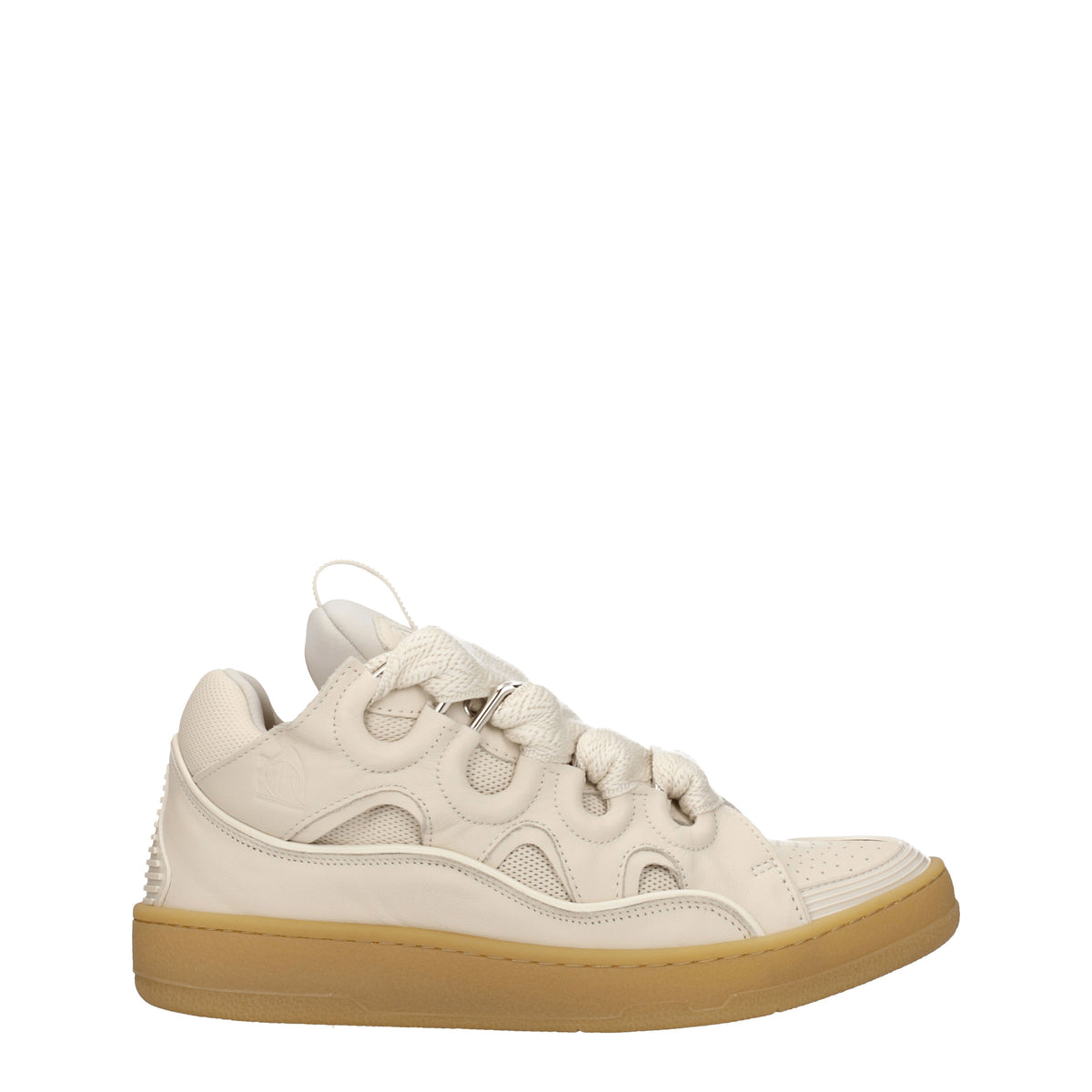 Lanvin Sneakers Uomo Pelle Beige Gesso