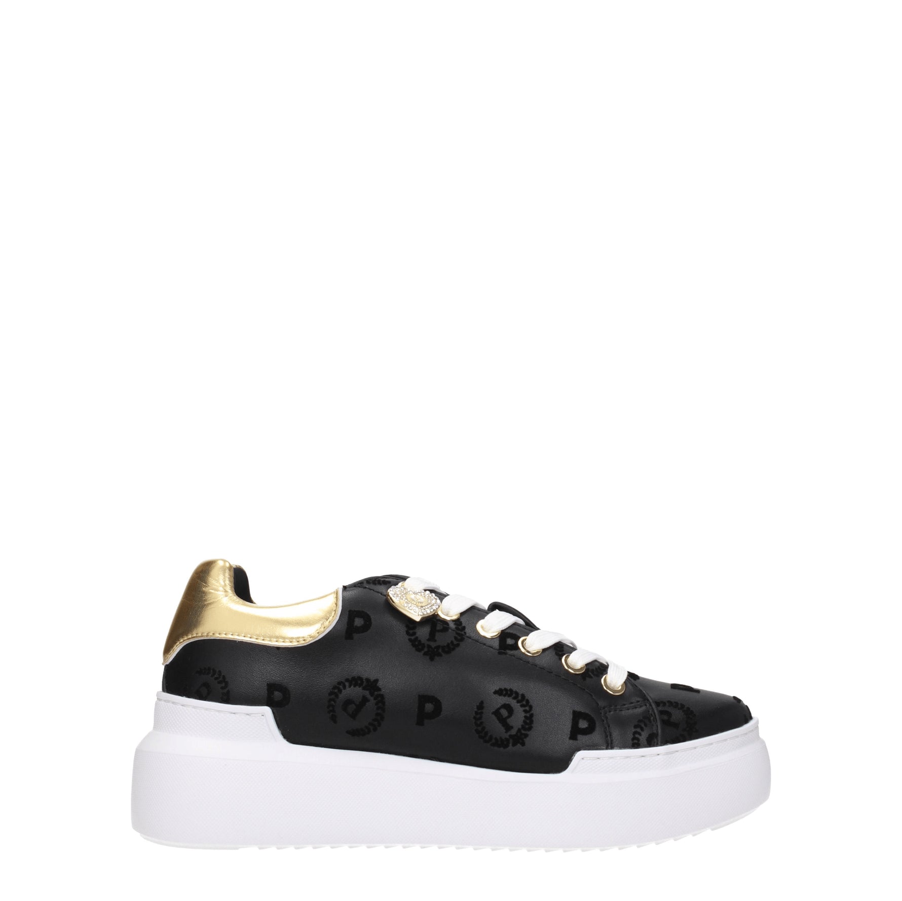 Pollini Sneakers Donna Poliuretano Nero Oro