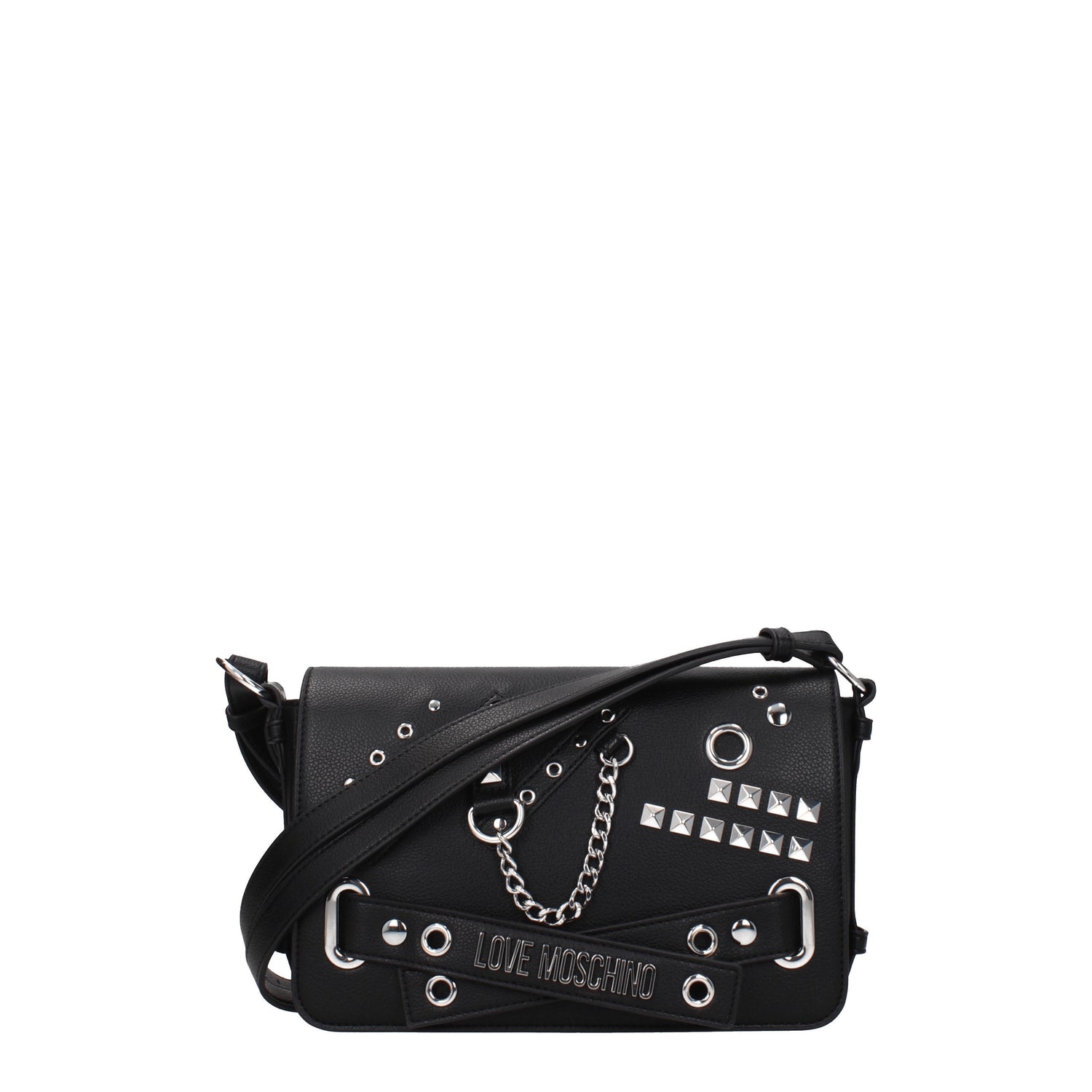 Love Moschino Borse a Spalla Donna Poliuretano Nero Nichel