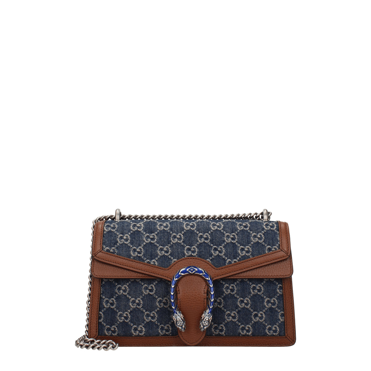 Gucci Borse a Spalla Donna Tessuto Blu Cuoio