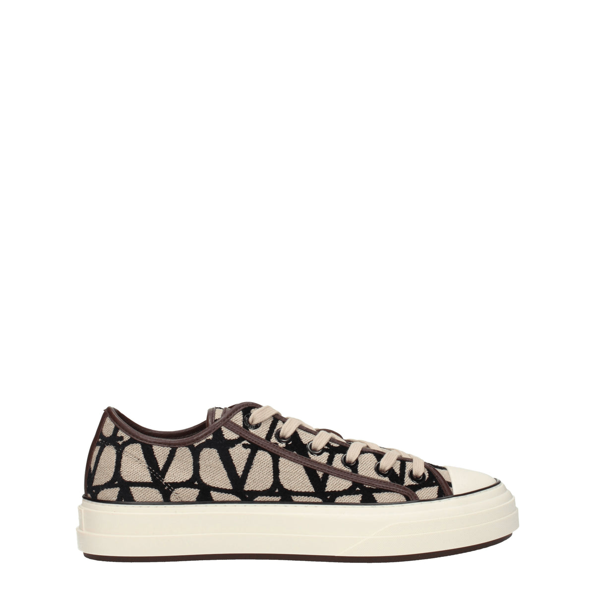 Valentino Garavani Sneakers Donna Tessuto Beige Marrone