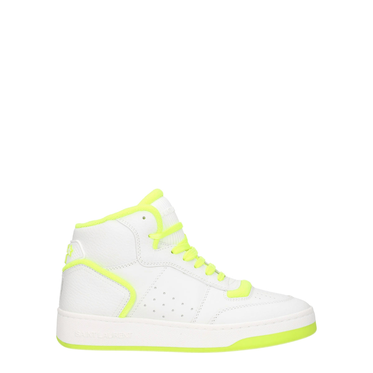 Saint Laurent Sneakers Donna Pelle Bianco Giallo Fluo