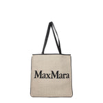 Max Mara Borse a Spalla Donna Rafia Beige Nero