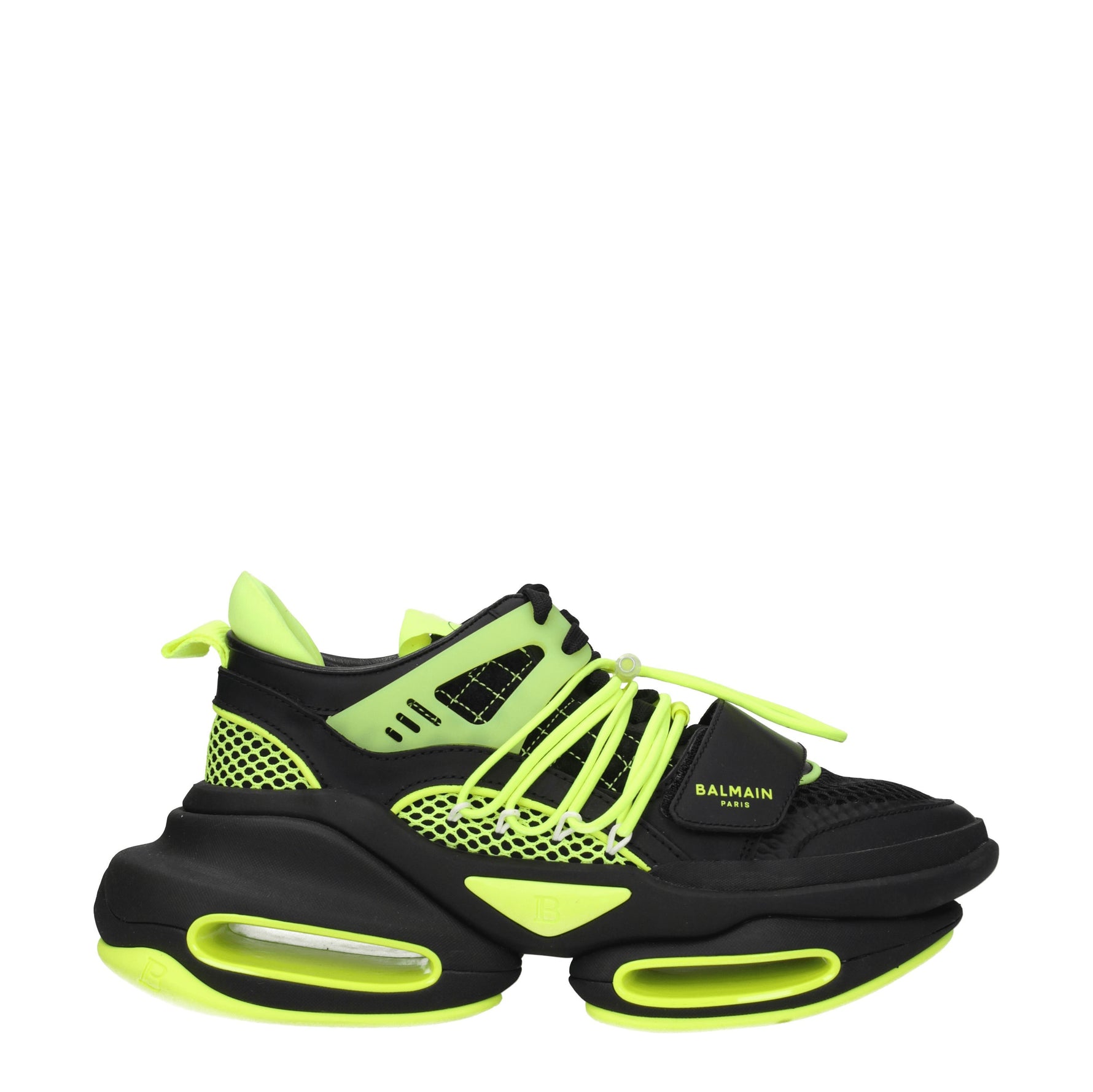 Balmain Sneakers b bold Uomo Tessuto Nero Verde Fluo