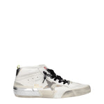 Golden Goose Sneakers mid star Uomo Pelle Bianco Argento