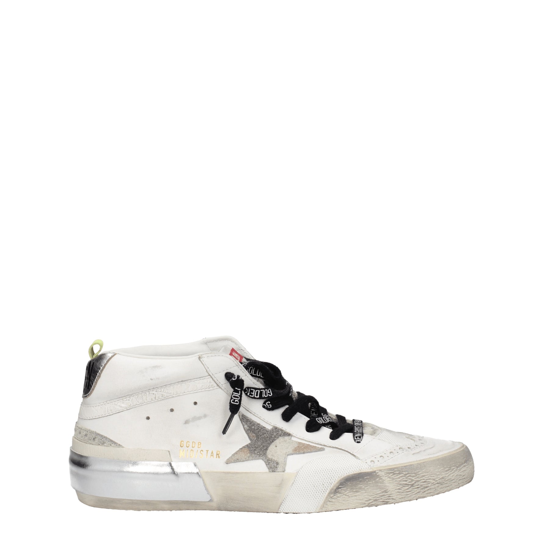 Golden Goose Sneakers mid star Uomo Pelle Bianco Argento