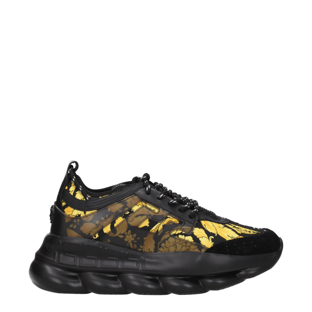 Versace Sneakers chain Uomo Tessuto Nero Oro