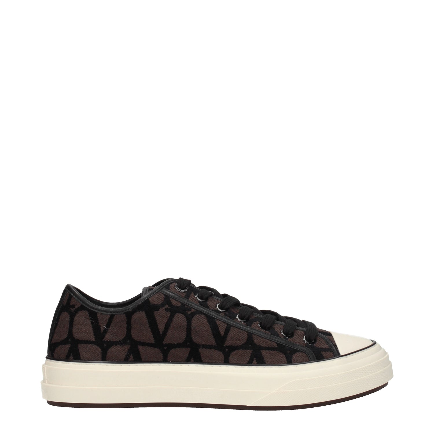 Valentino Garavani Sneakers Uomo Tessuto Marrone Cioccolato Fondente