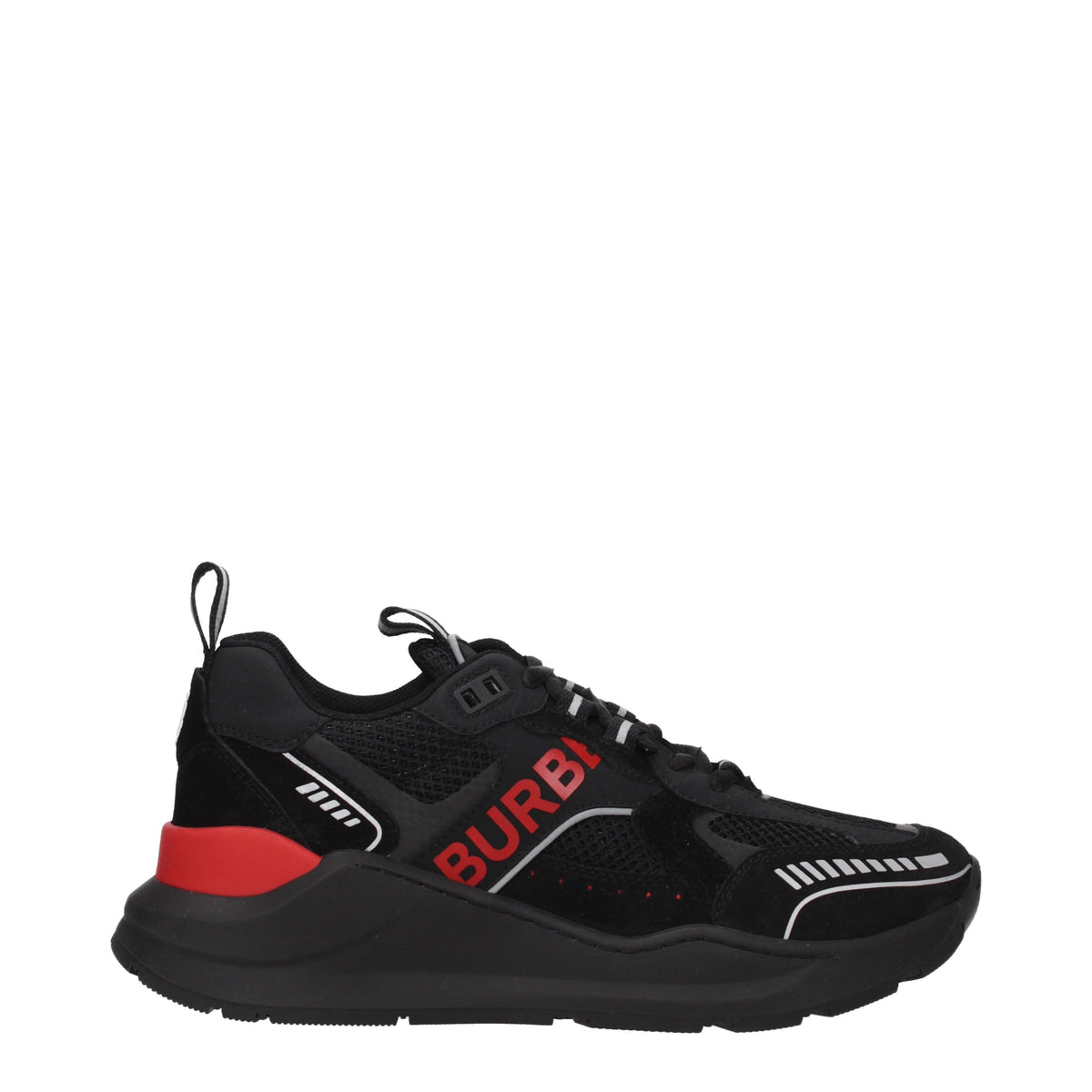 Burberry Sneakers Uomo Camoscio Nero Rosso