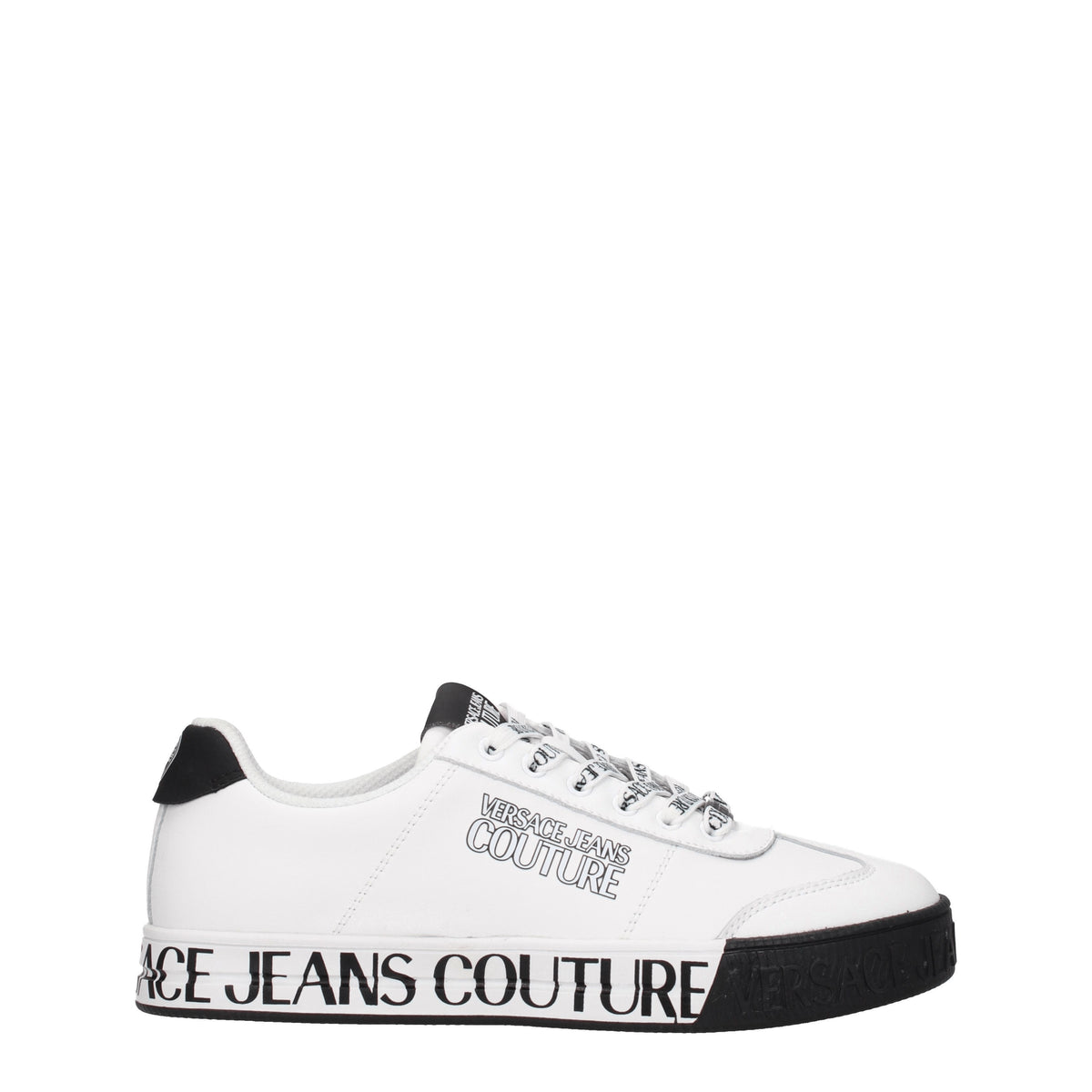 Versace Jeans Sneakers couture Uomo Pelle Bianco Nero