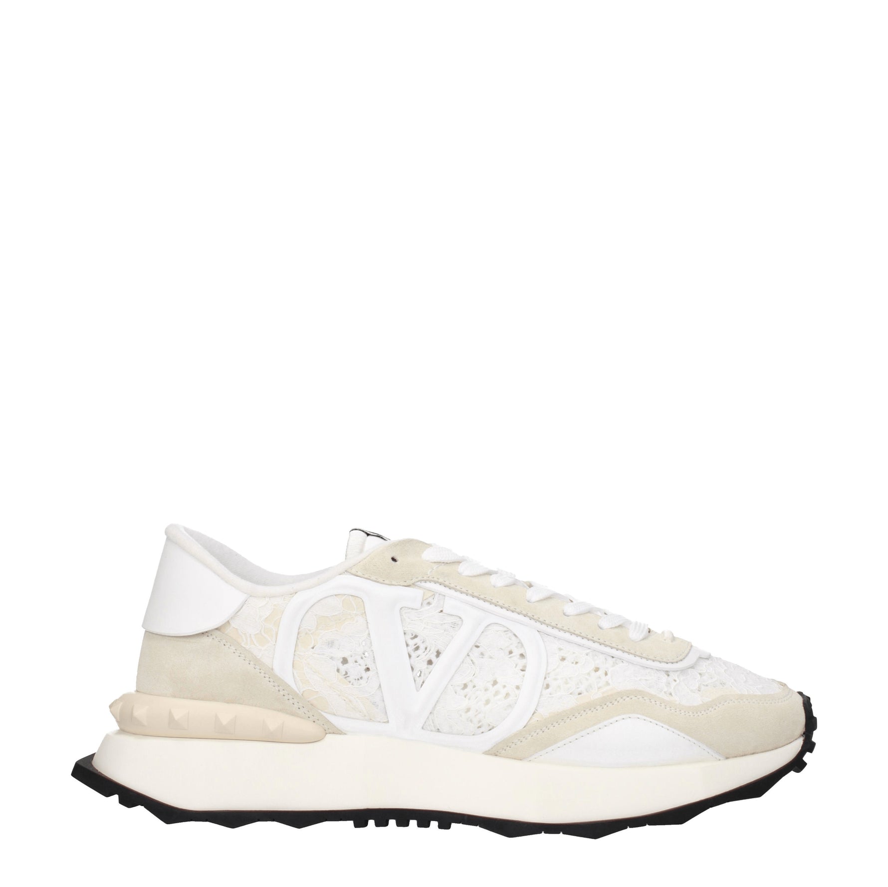 Valentino Garavani Sneakers Uomo Pizzo Bianco Beige