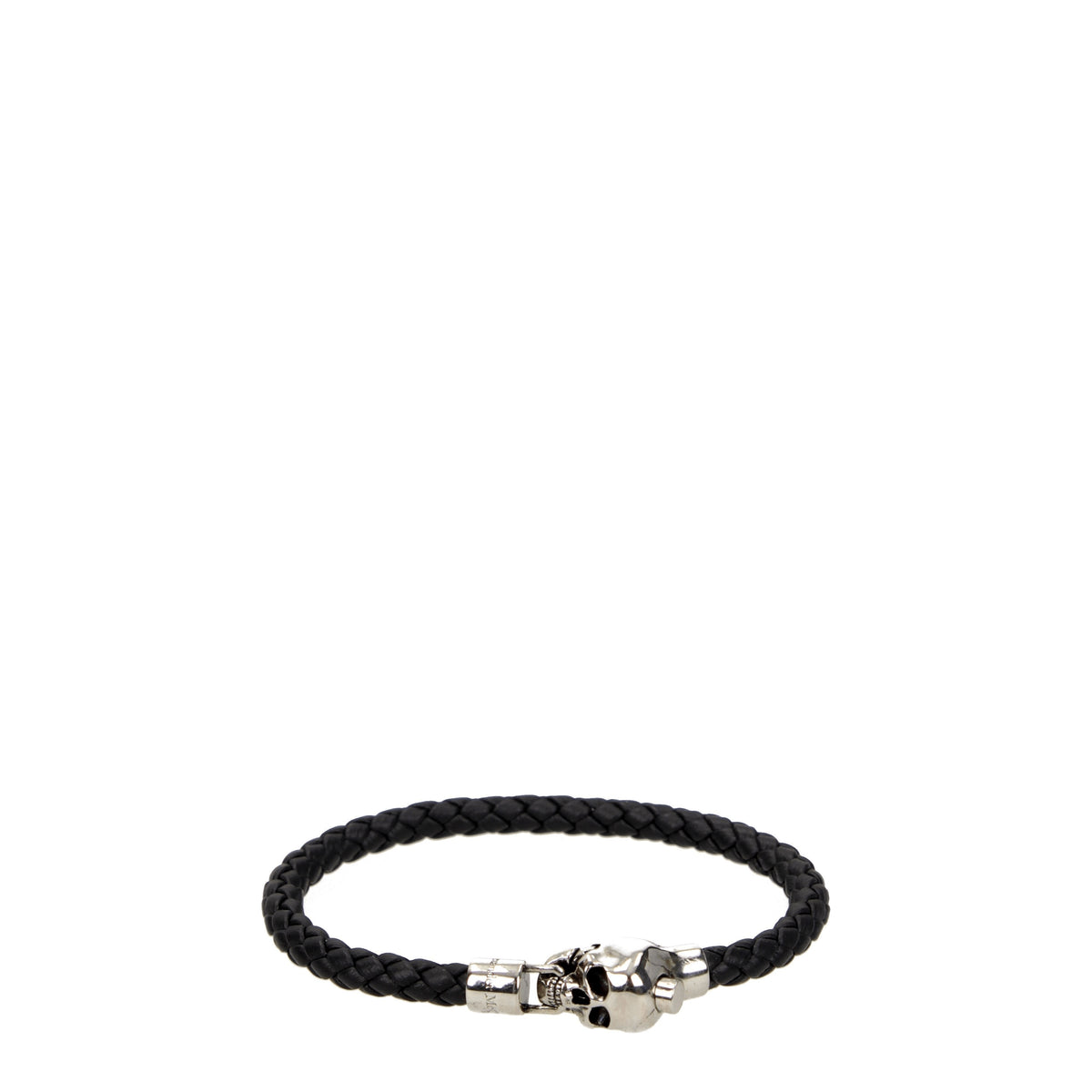 Alexander McQueen Bracciali Uomo Pelle Nero Argento