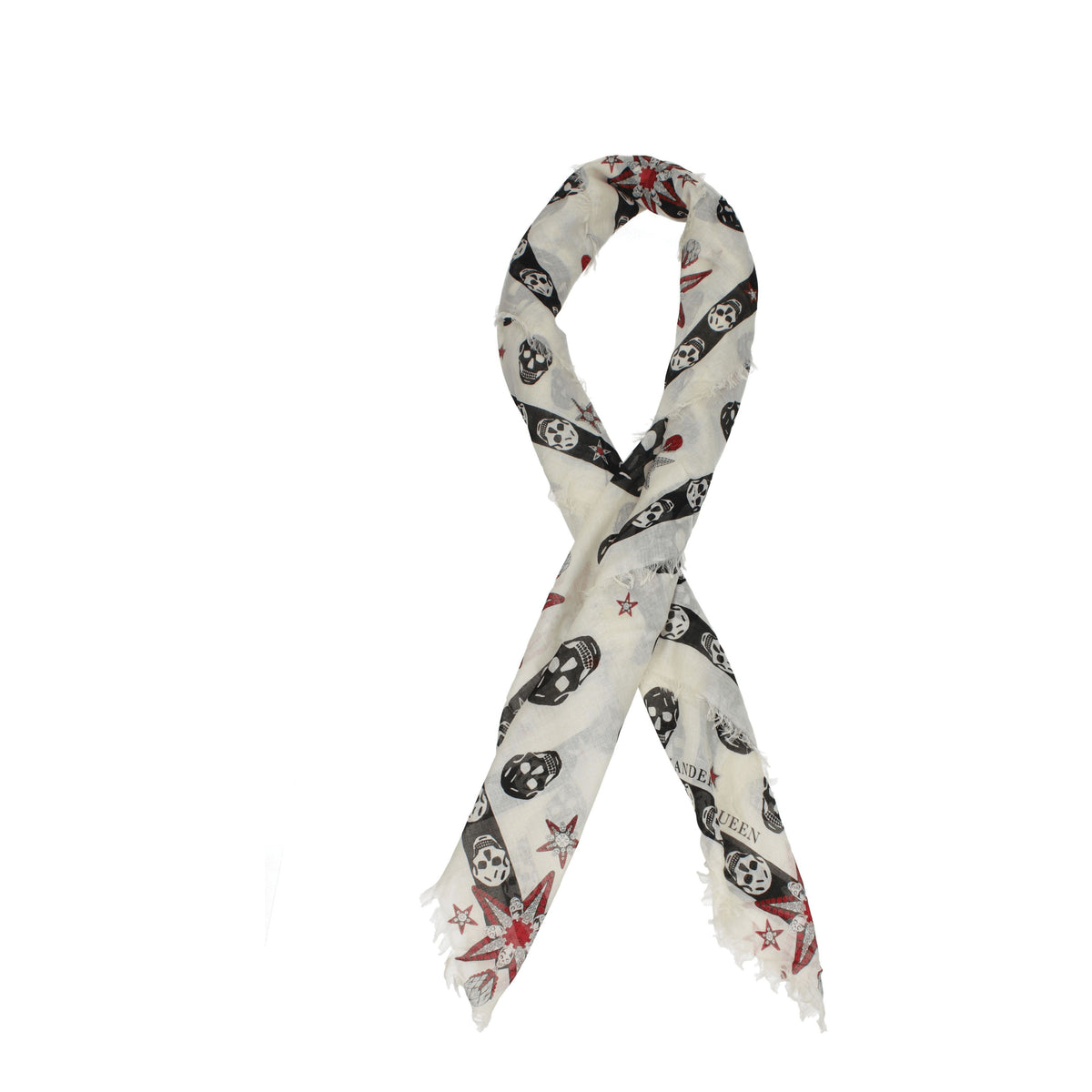 Alexander McQueen Foulard Donna Seta Bianco Multicolore