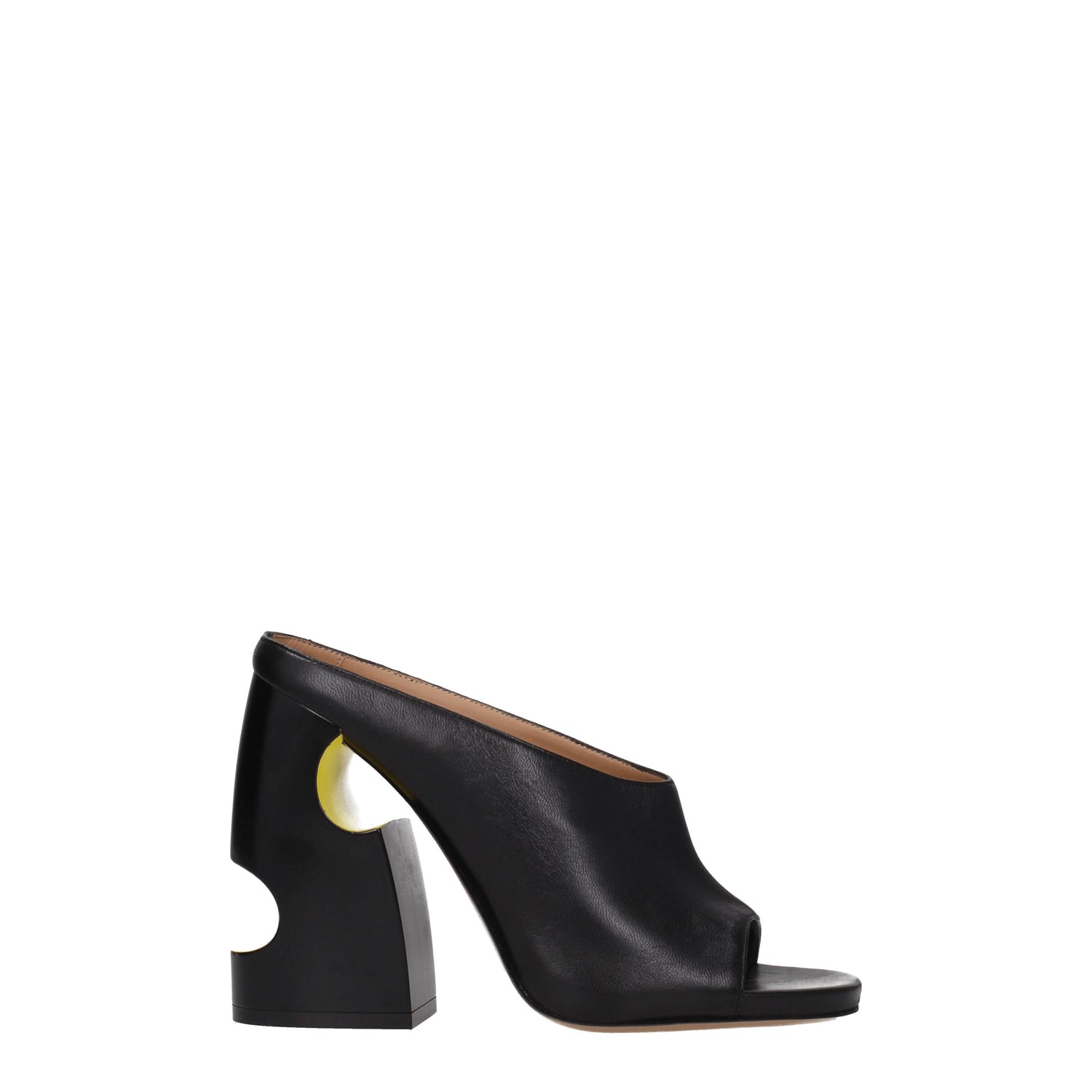 Off-White Sandali Donna Pelle Nero Giallo