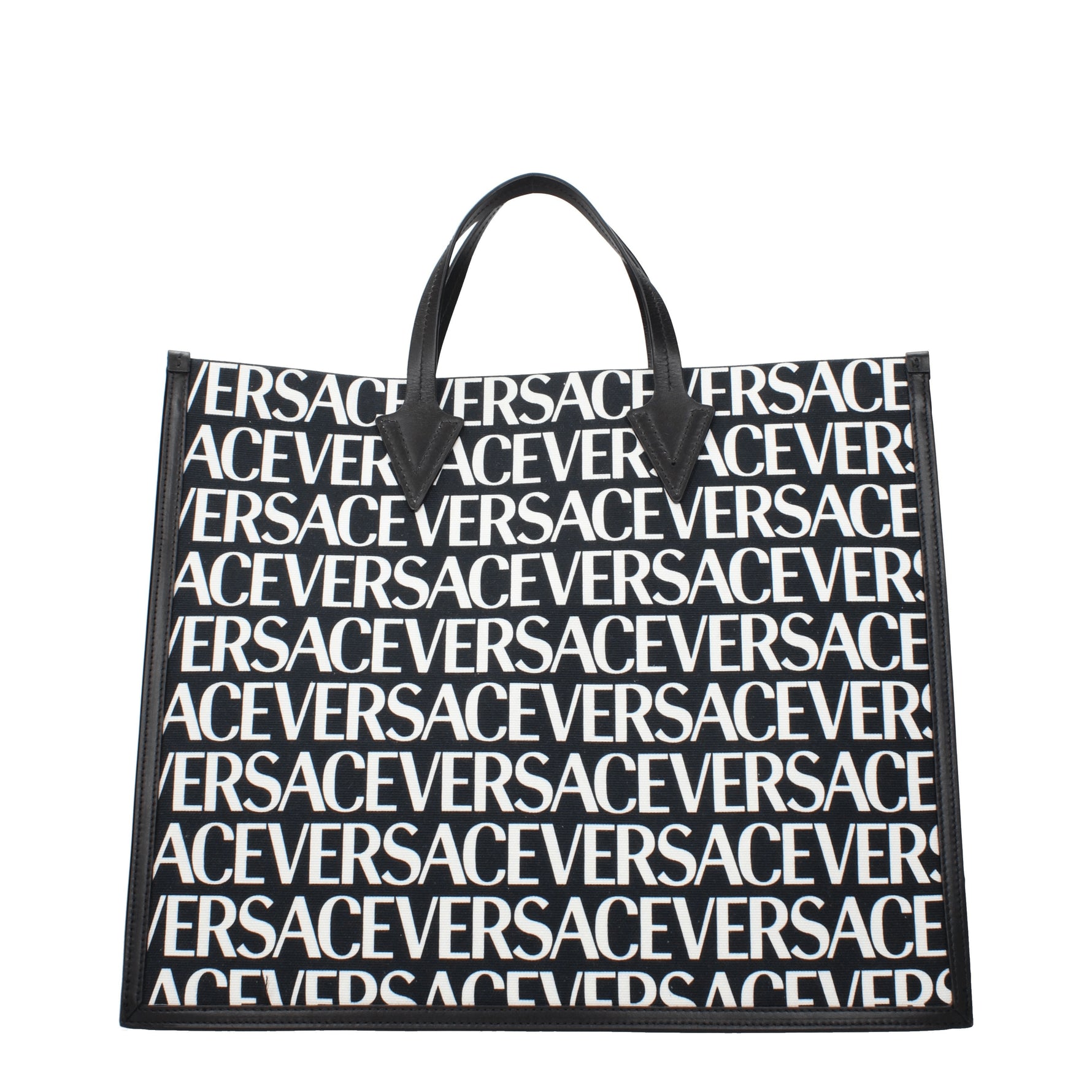 Versace Borse a Mano Uomo Tessuto Nero Bianco