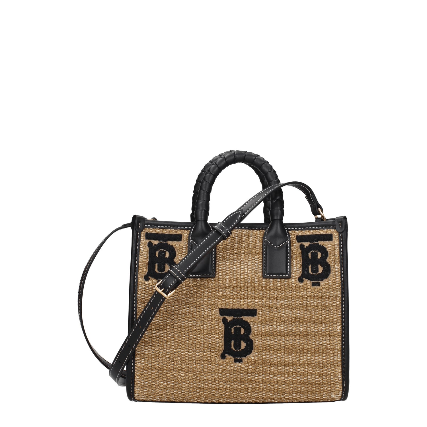 Burberry Borse a Tracolla Donna Rafia Beige Nero