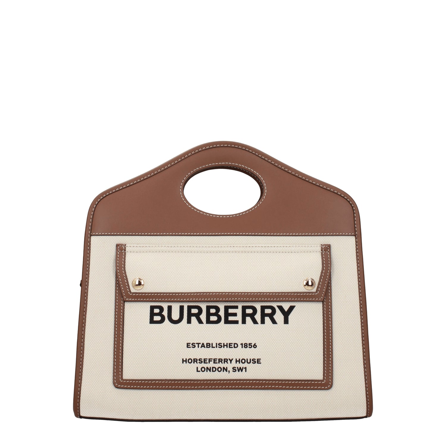 Burberry Borse a Mano Donna Tessuto Beige Marrone