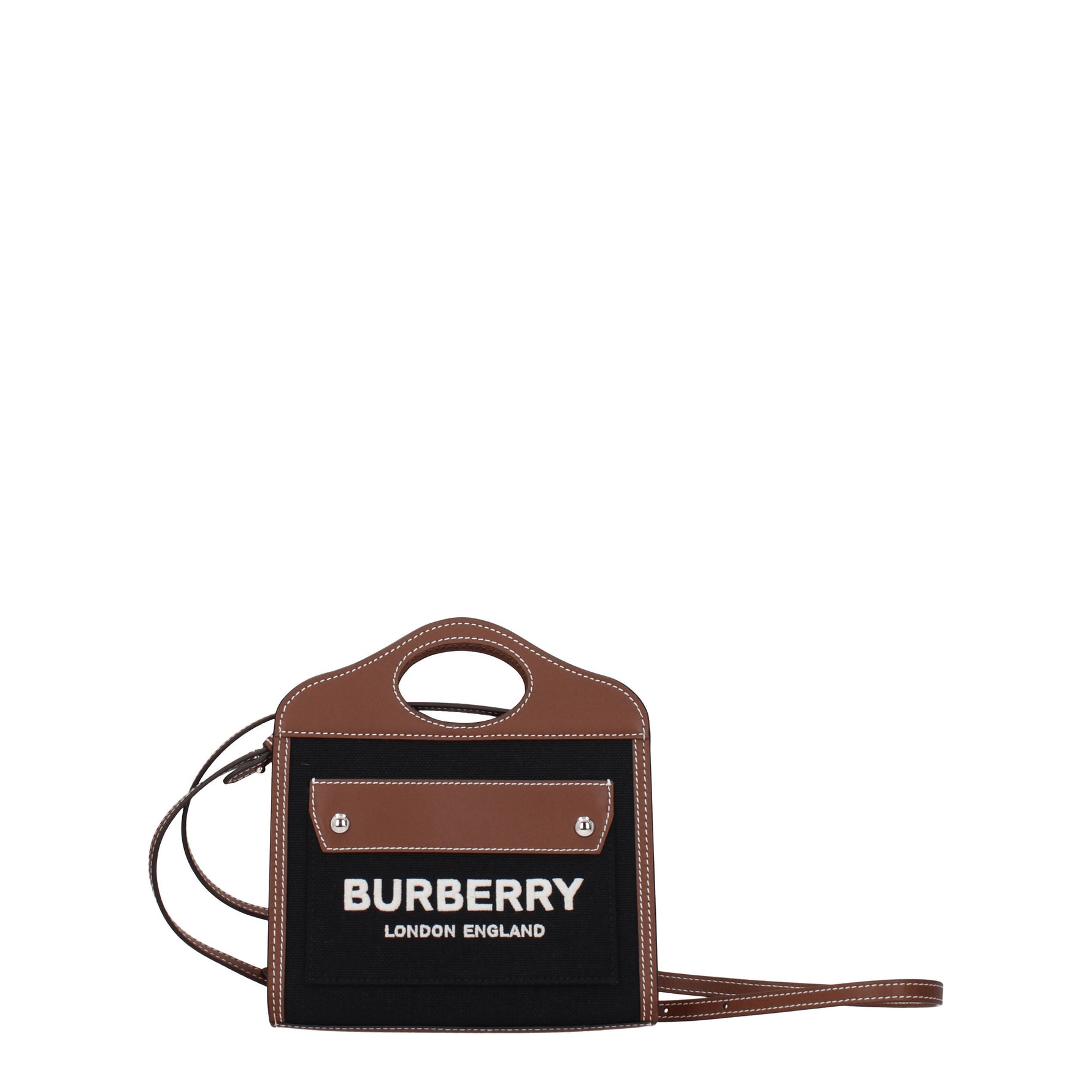 Burberry Borse a Mano Donna Tessuto Nero Marrone