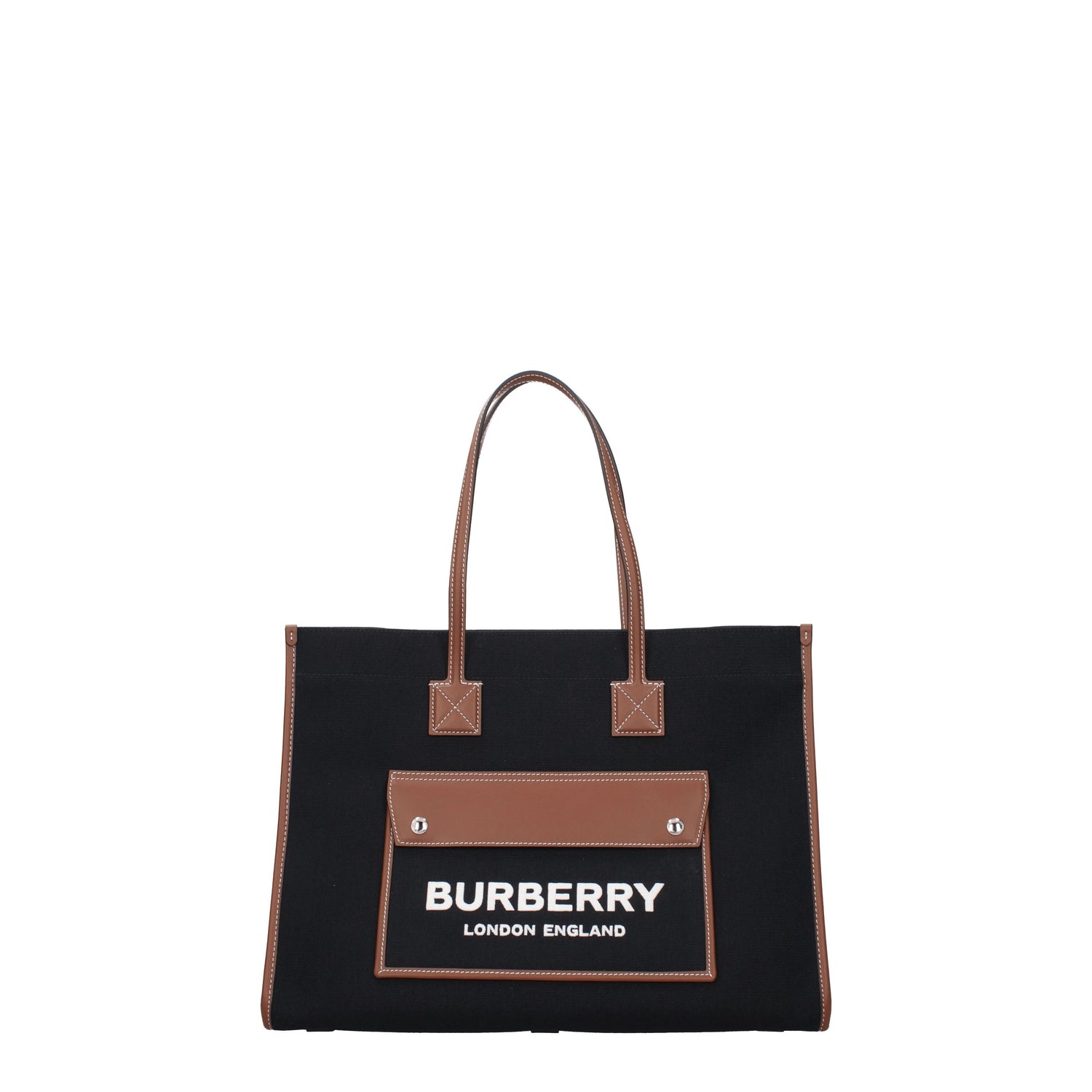 Burberry Borse a Spalla freya Donna Tessuto Nero Tan