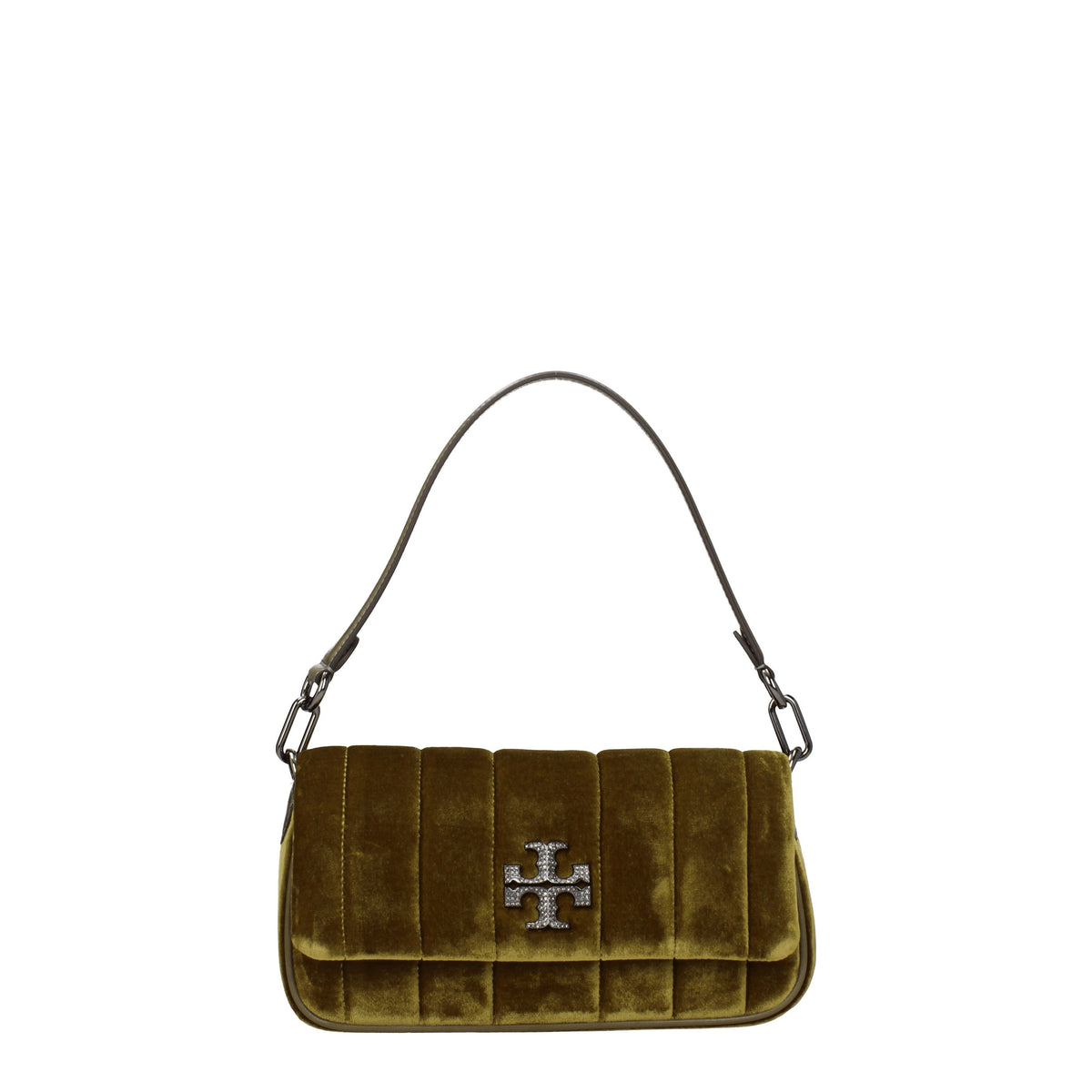 Tory Burch Borse a Mano Donna Velluto Verde Semi di Zucca