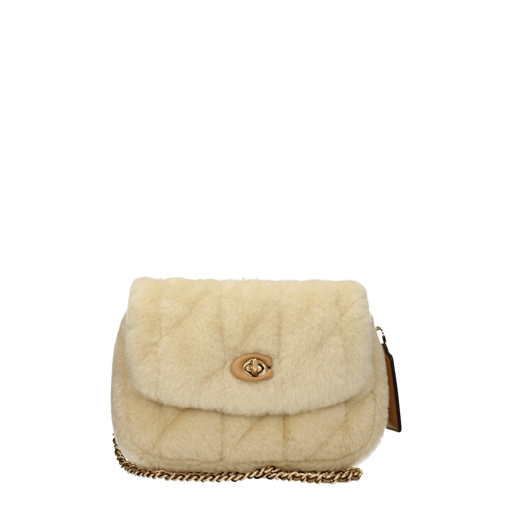 Coach Borse a Spalla Donna Eco Pelliccia Beige Naturale