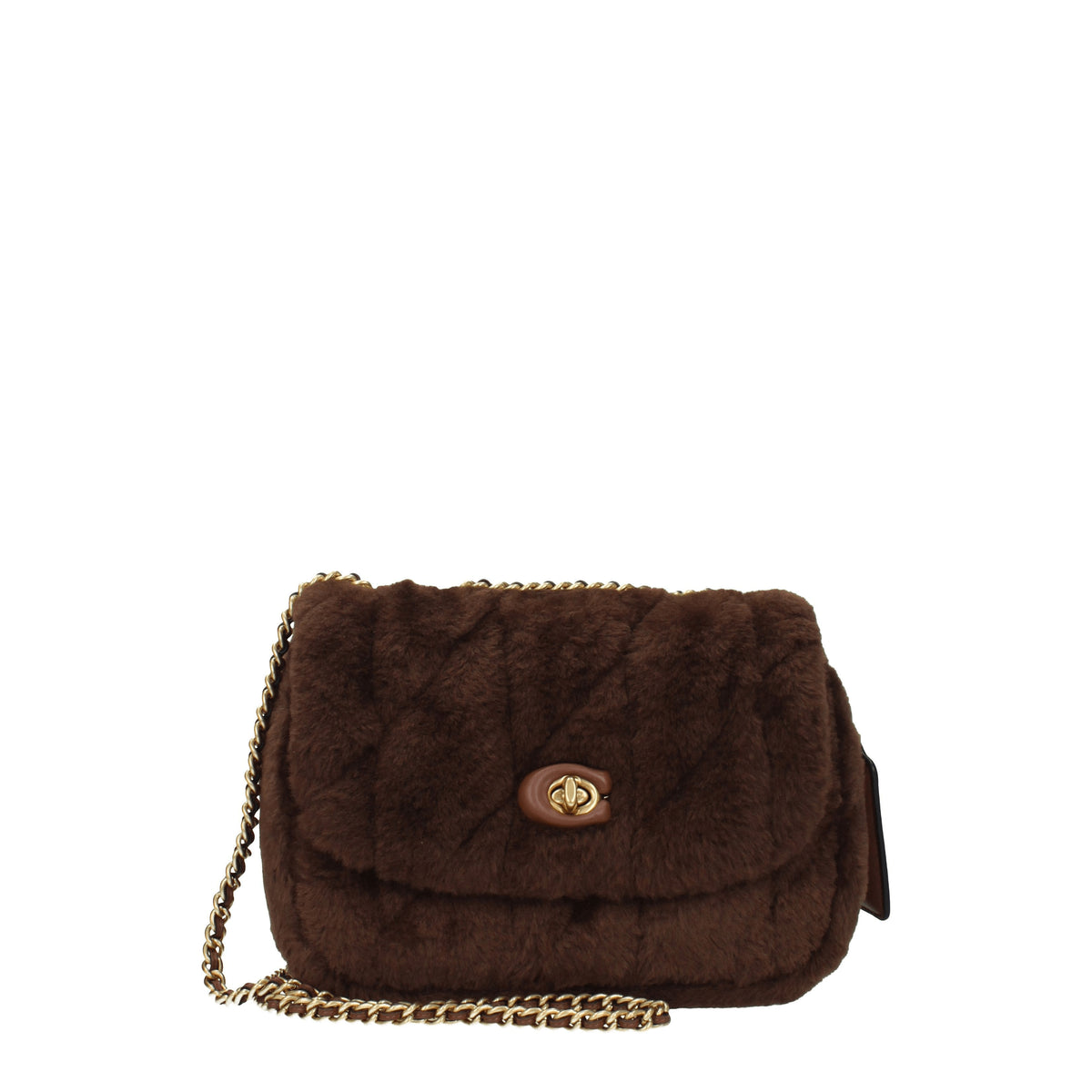 Coach Borse a Spalla Donna Eco Pelliccia Marrone Bisonte