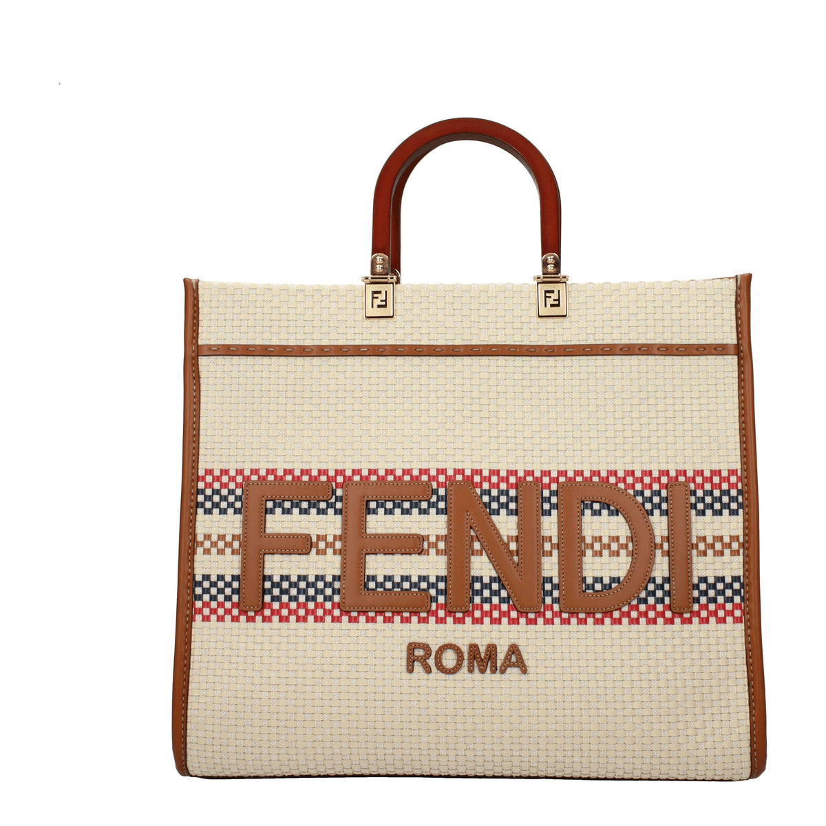 Fendi Borse a Mano sunshine Donna Tessuto Beige Marrone