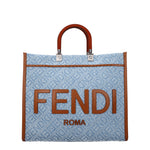 Fendi Borse a Mano sunshine Donna Tessuto Celeste Cuoio