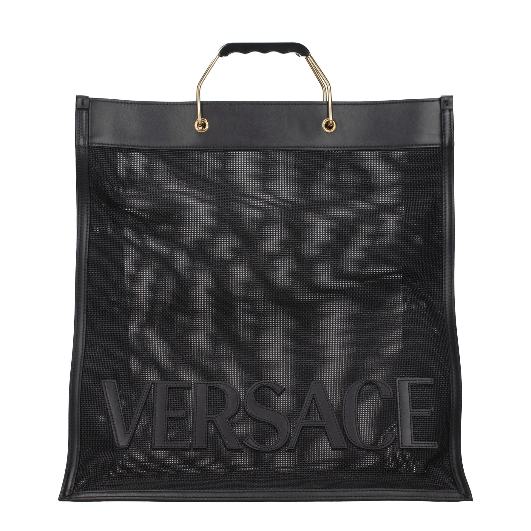 Versace Borse a Mano Uomo Tessuto Nero Oro