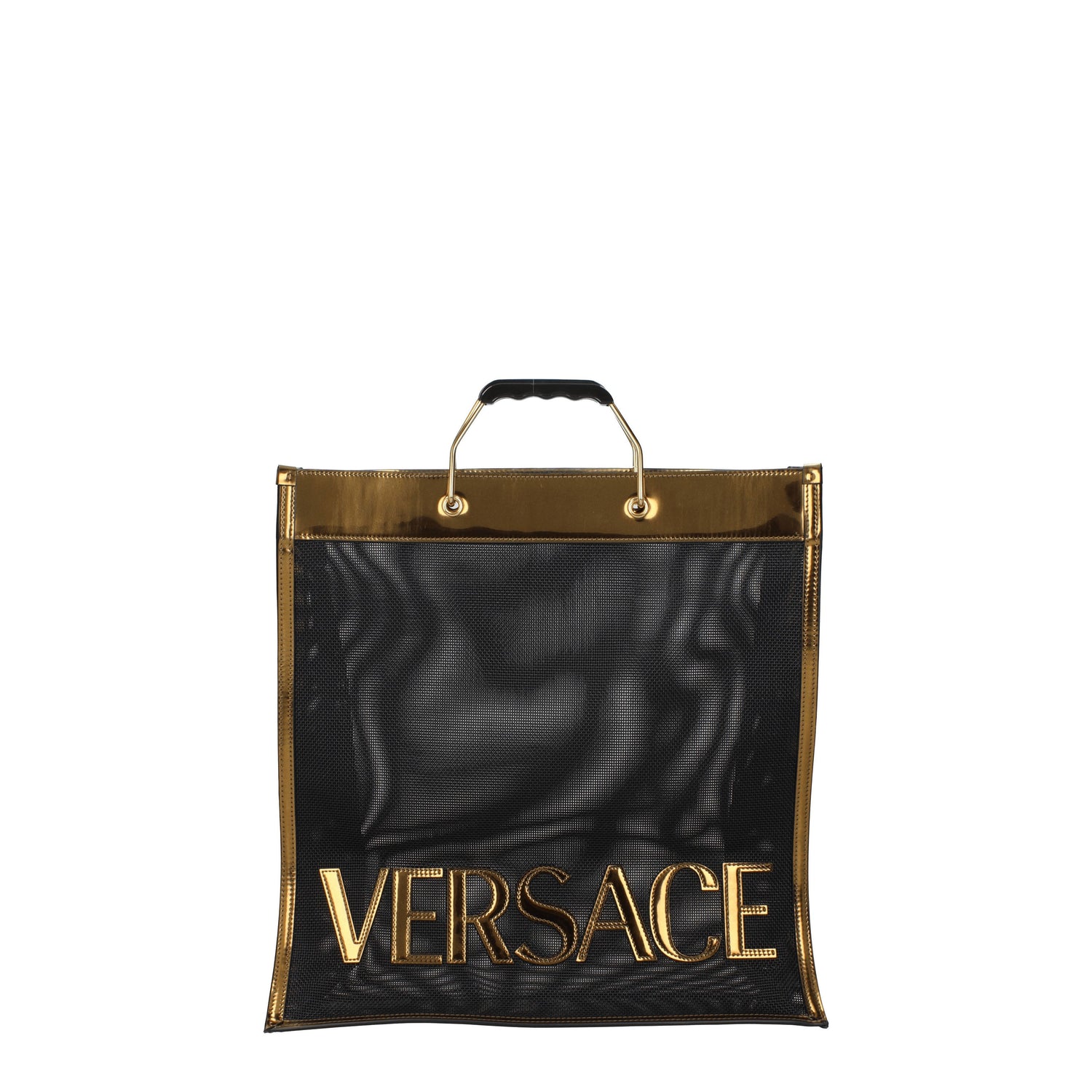 Versace Borse a Mano Uomo Tessuto Nero Oro