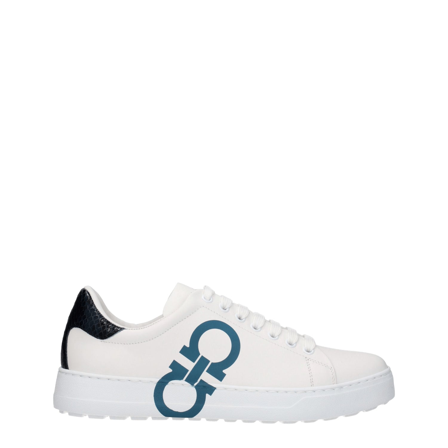 Salvatore Ferragamo Sneakers number Uomo Pelle Bianco Blu Marino