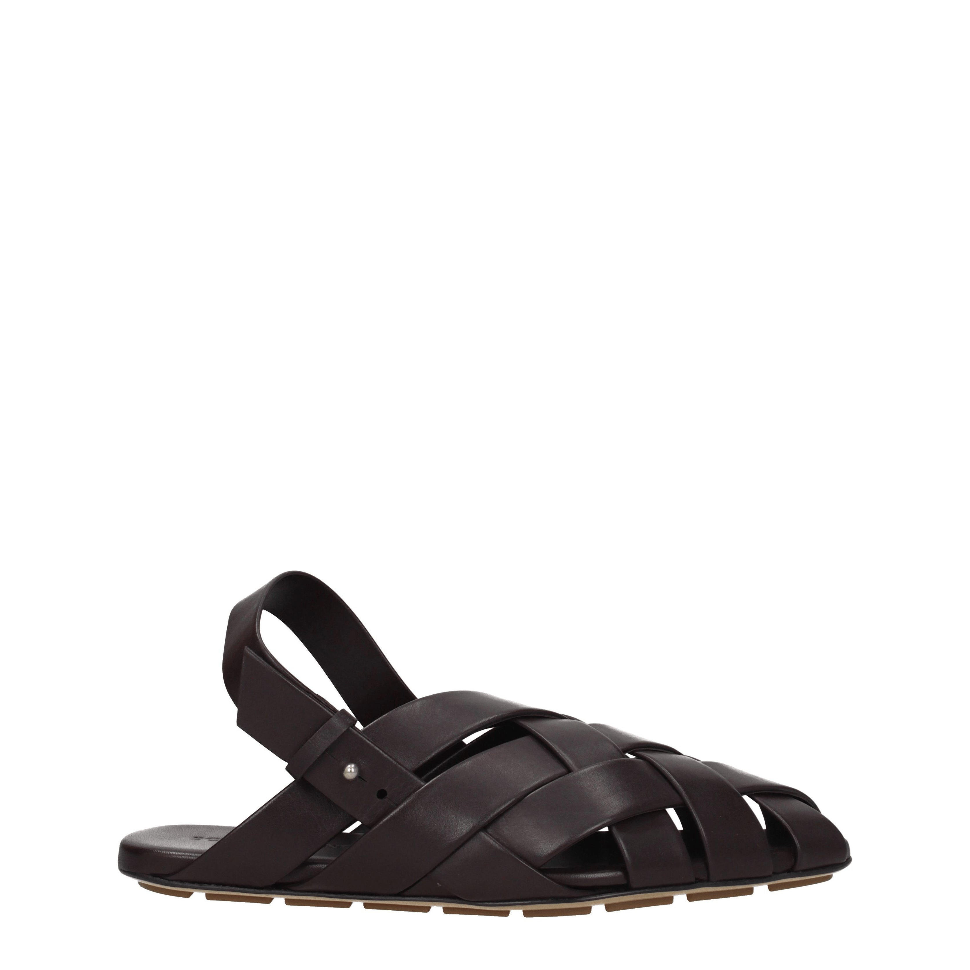 Bottega Veneta Slippers and Clogs Men Leather Brown/Dark Chocolate