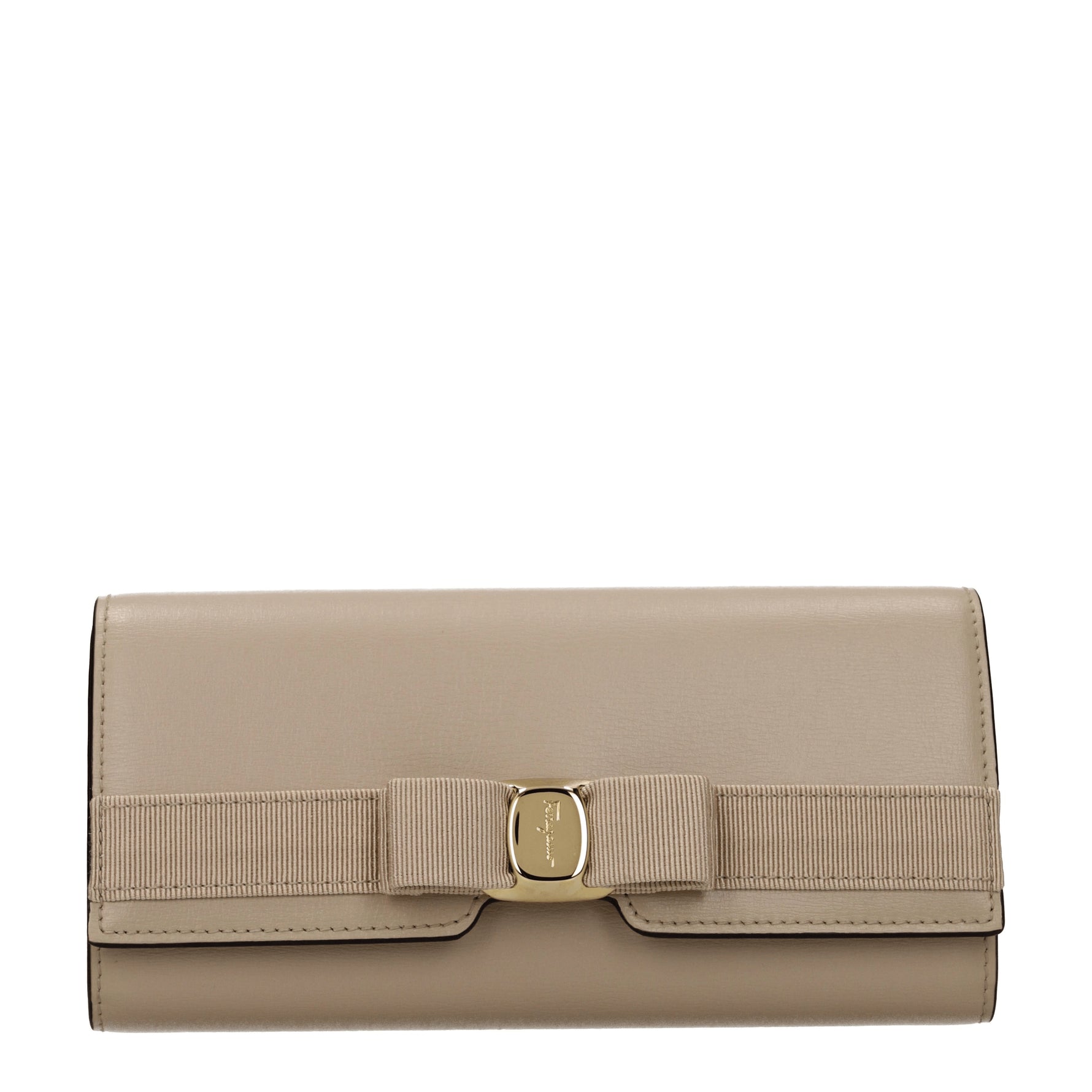 Salvatore Ferragamo Portafogli Donna Pelle Beige Daino