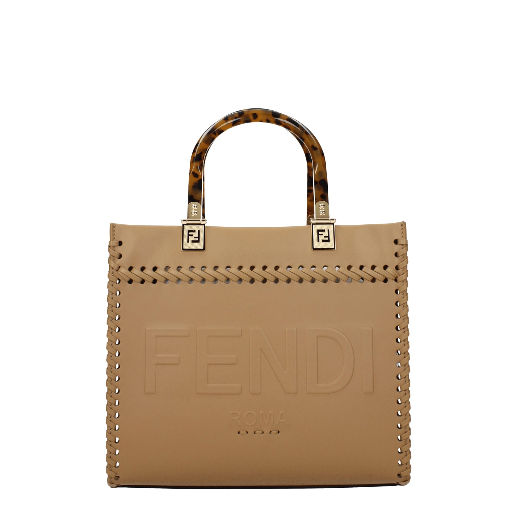 Fendi Borse a Mano sunshine Donna Pelle Beige