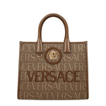 Versace Borse a Mano Donna Tessuto Beige Marrone