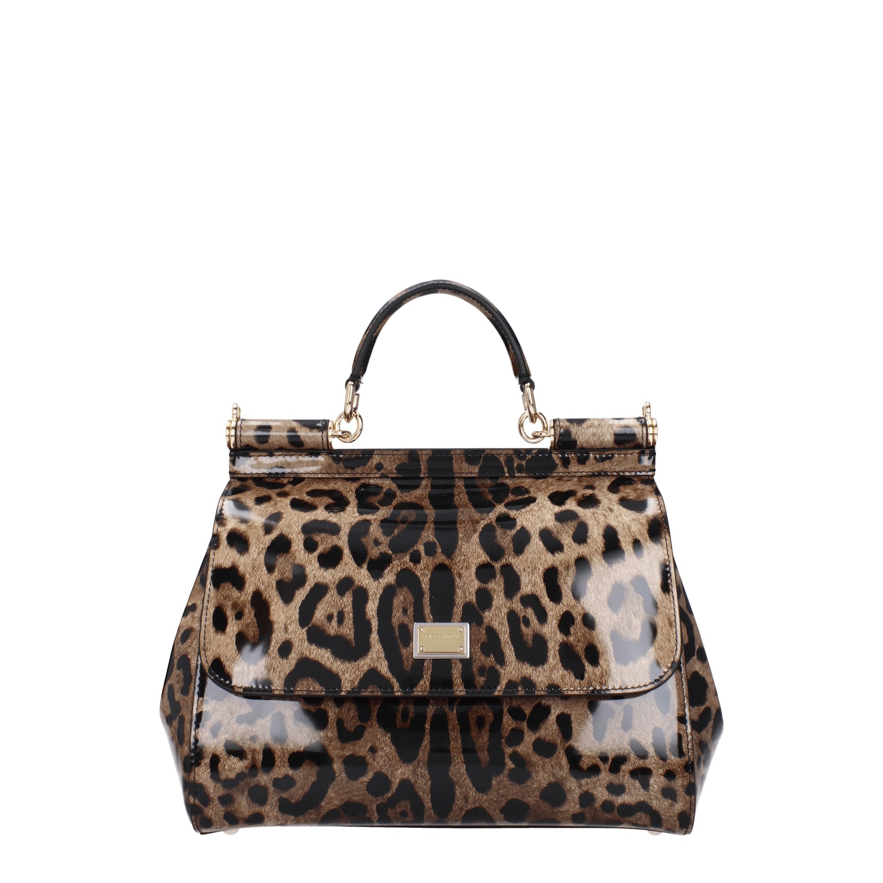 Dolce&Gabbana Borse a Mano sicily kim Donna Vernice Marrone Leopardato