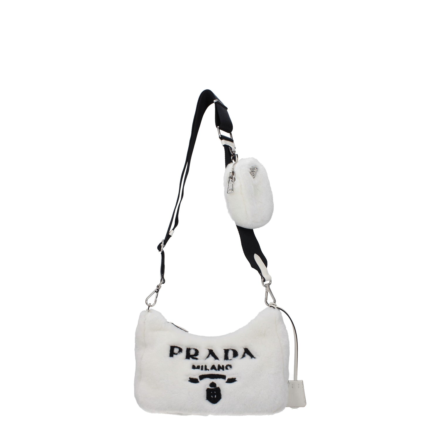 Prada Borse a Tracolla Donna Montone Bianco Nero