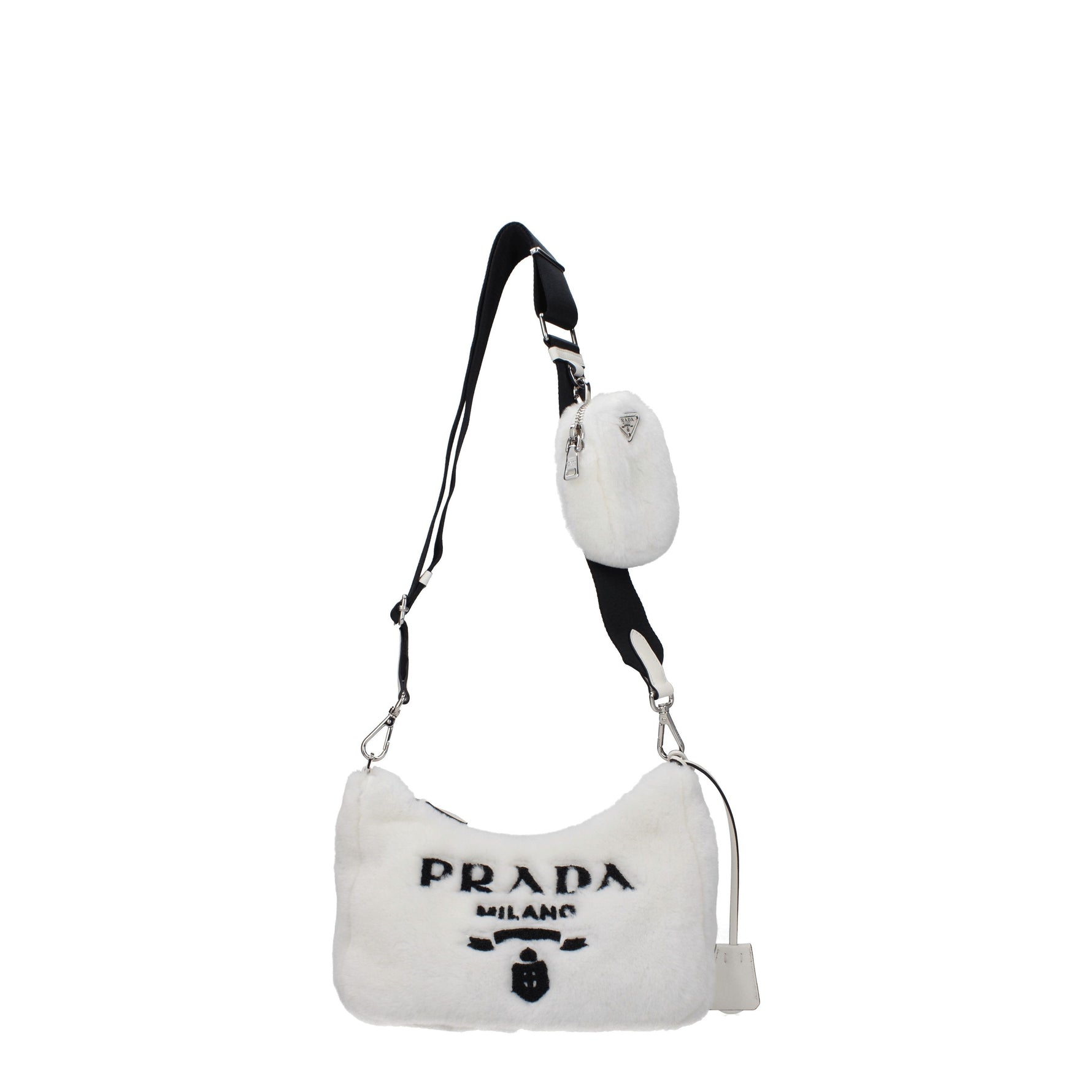 Prada Borse a Tracolla Donna Montone Bianco Nero