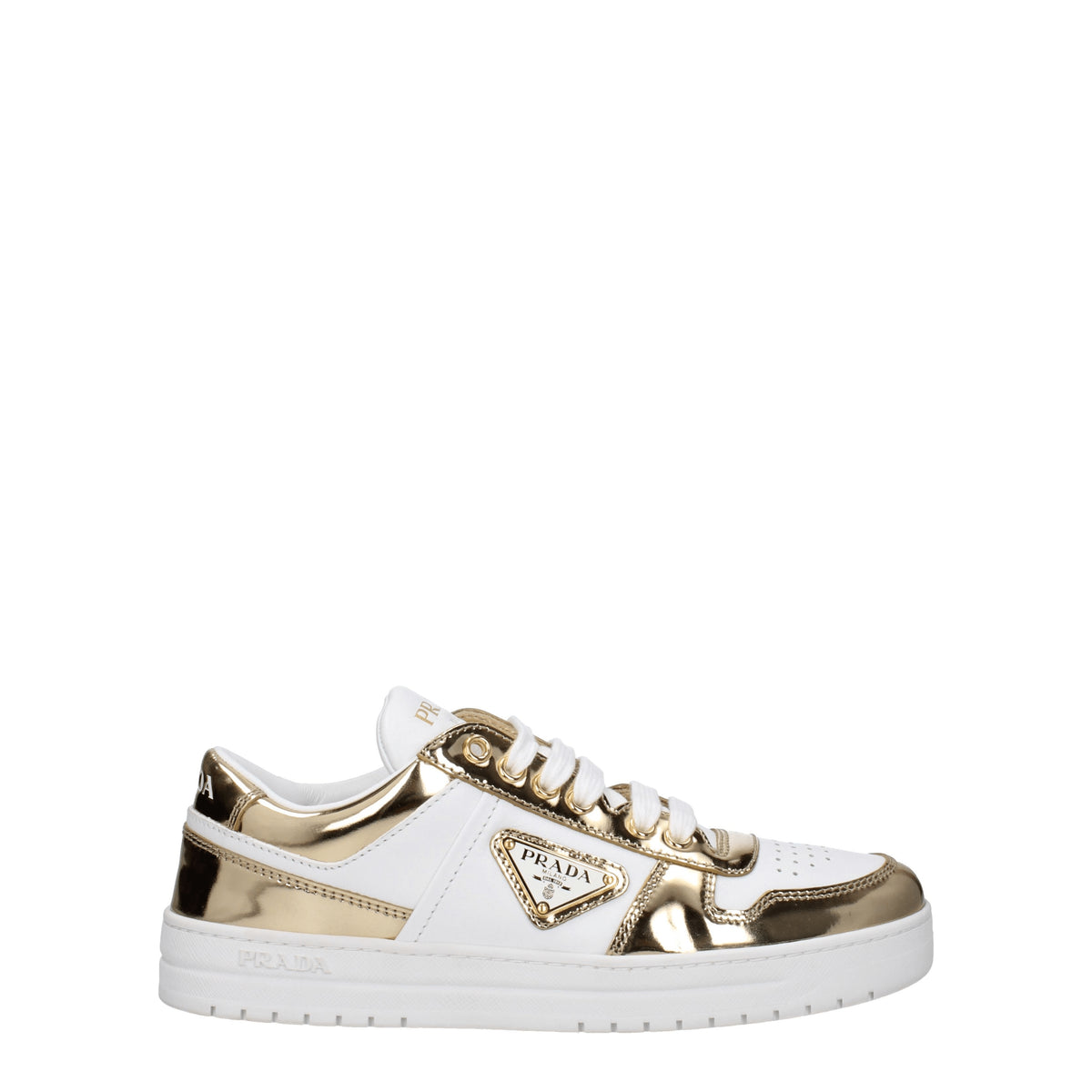 Prada Sneakers Donna Pelle Bianco Oro