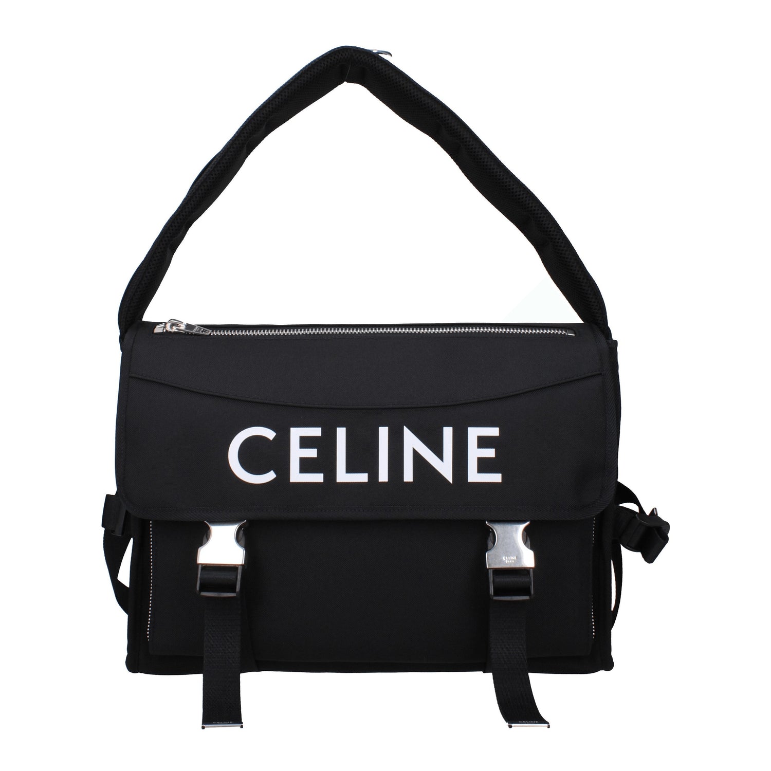 Celine Borse a Spalla messenger Uomo Tessuto Nero Bianco