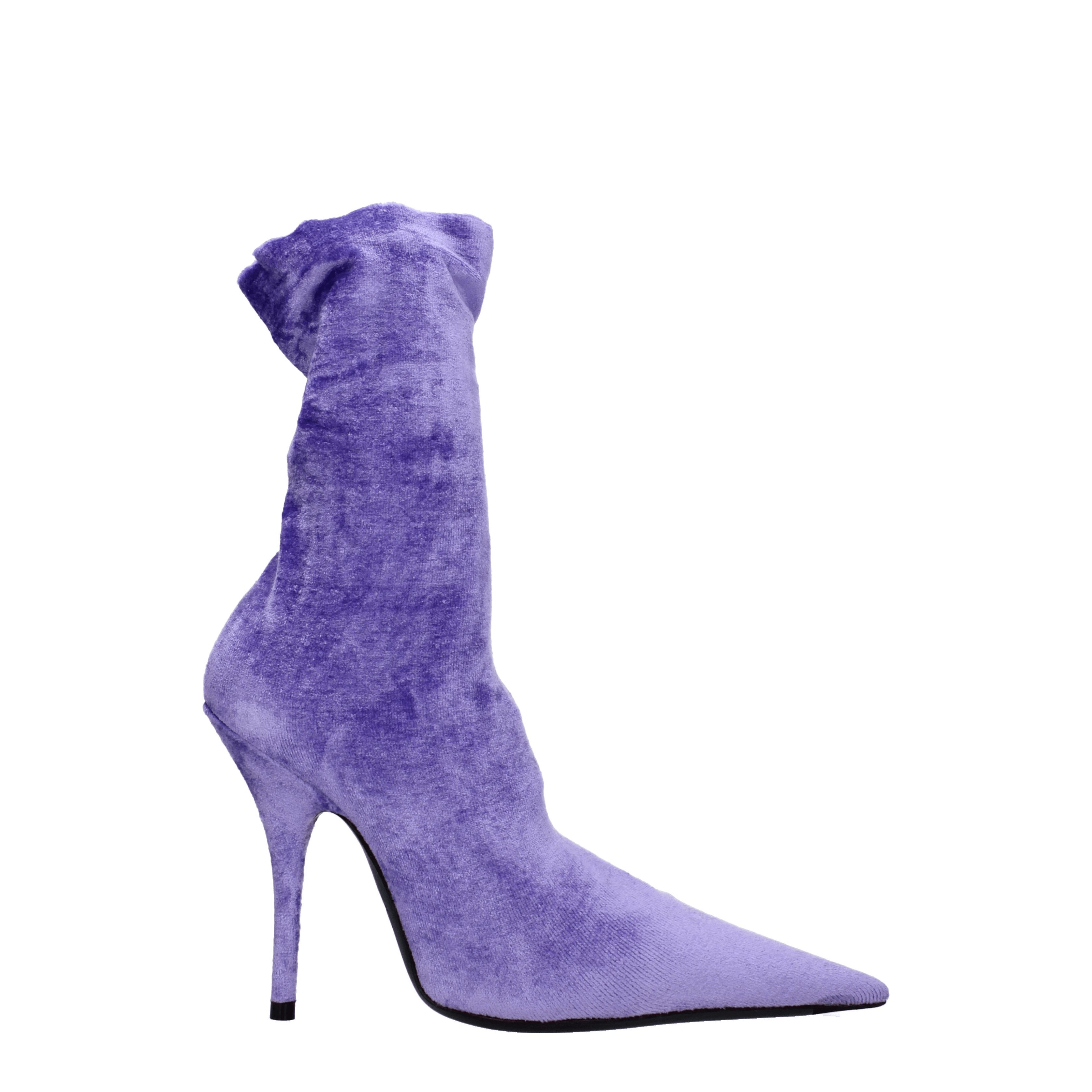 Balenciaga Ankle Boots Women Velvet Violet Lilac