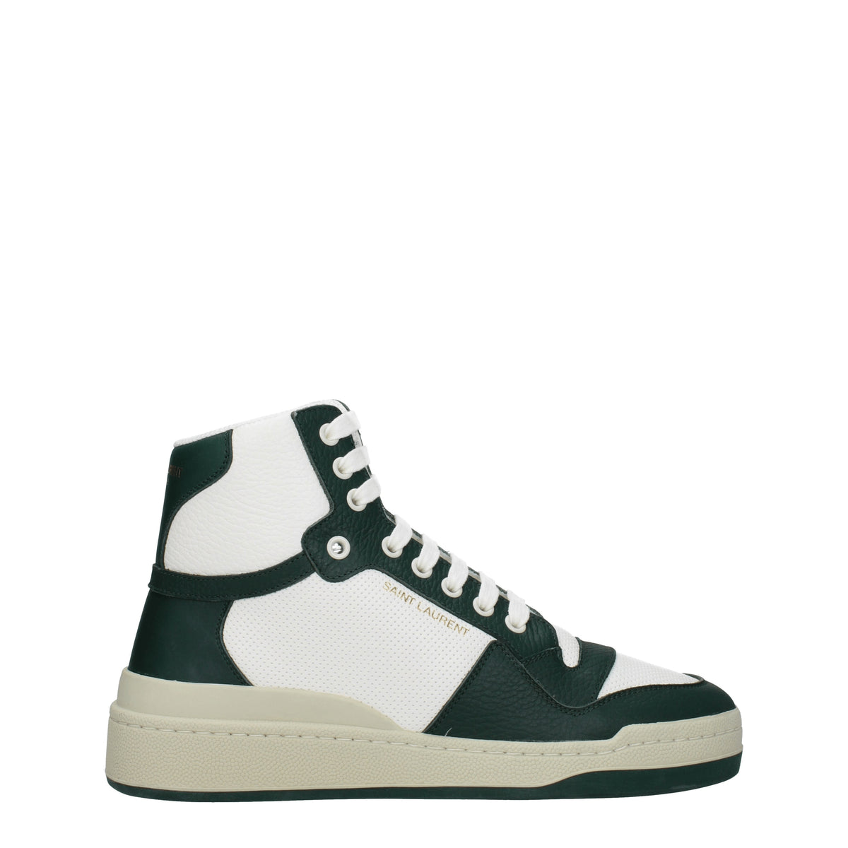 Saint Laurent Sneakers Donna Pelle Bianco Verde Scuro