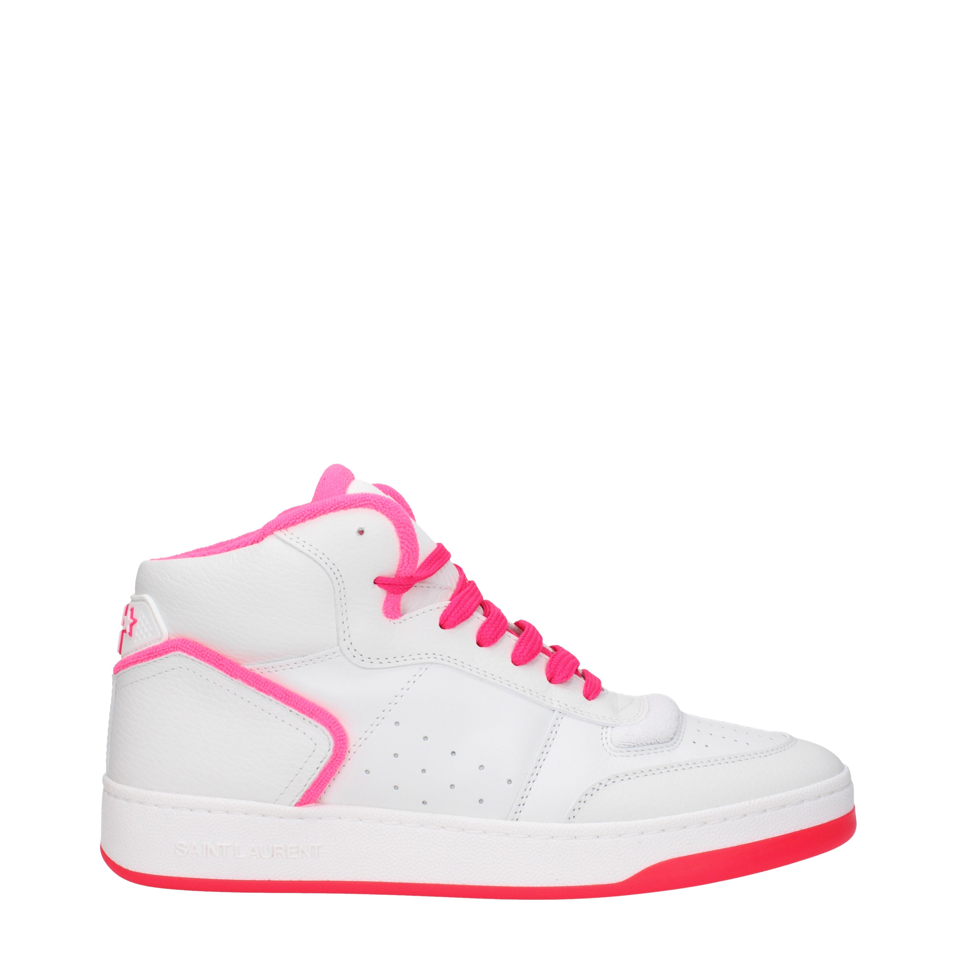 Saint Laurent Sneakers Men Leather White Fluo Pink B Exit B Exit top shop online
